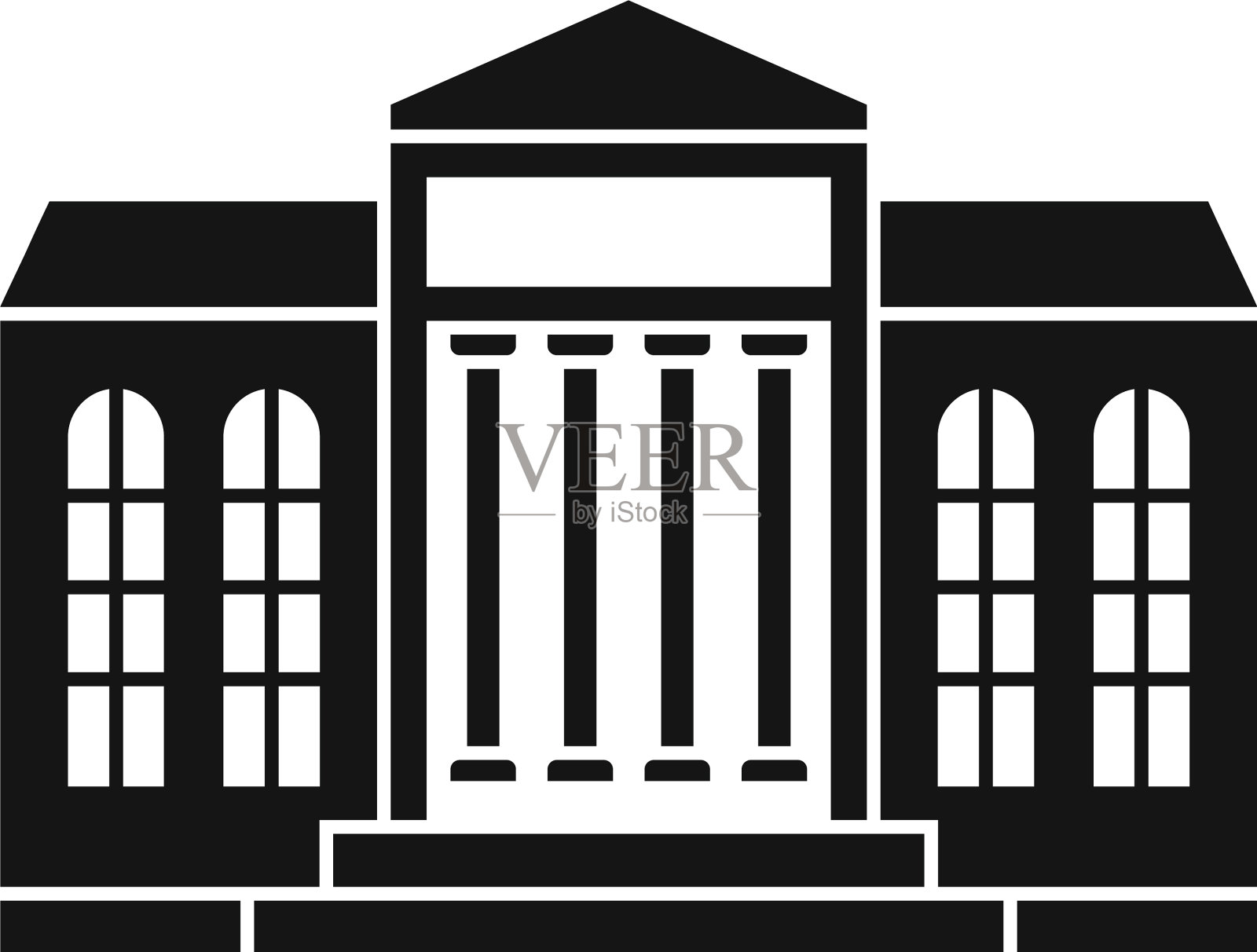 老剧院图标简单的风格设计元素图片