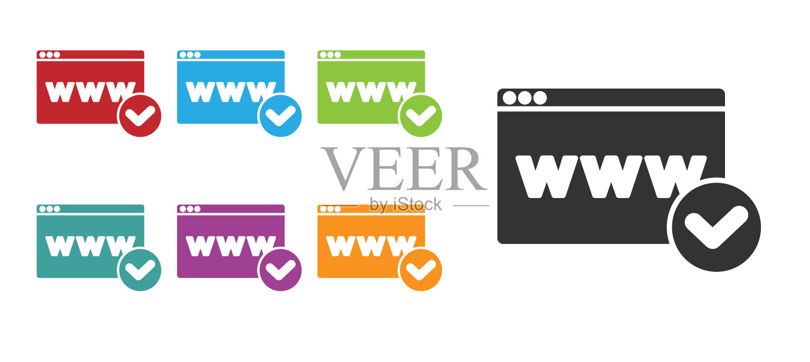 黑色网站模板图标隔离在白色设计模板素材