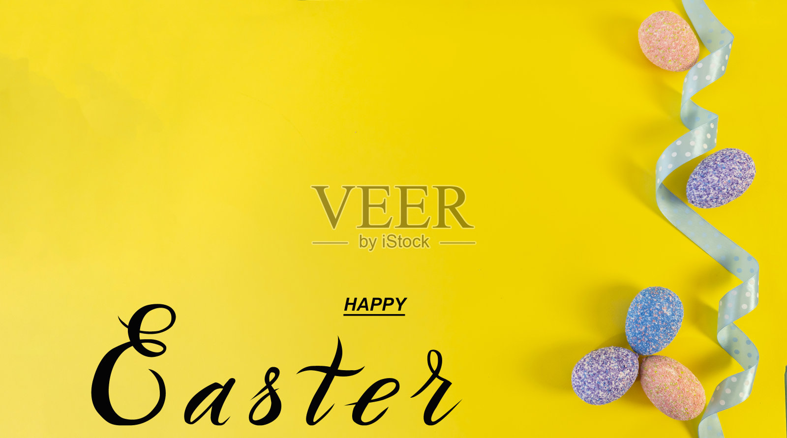 复活节快乐!复活节的平铺，带有复制空间的互联网横幅照片摄影图片