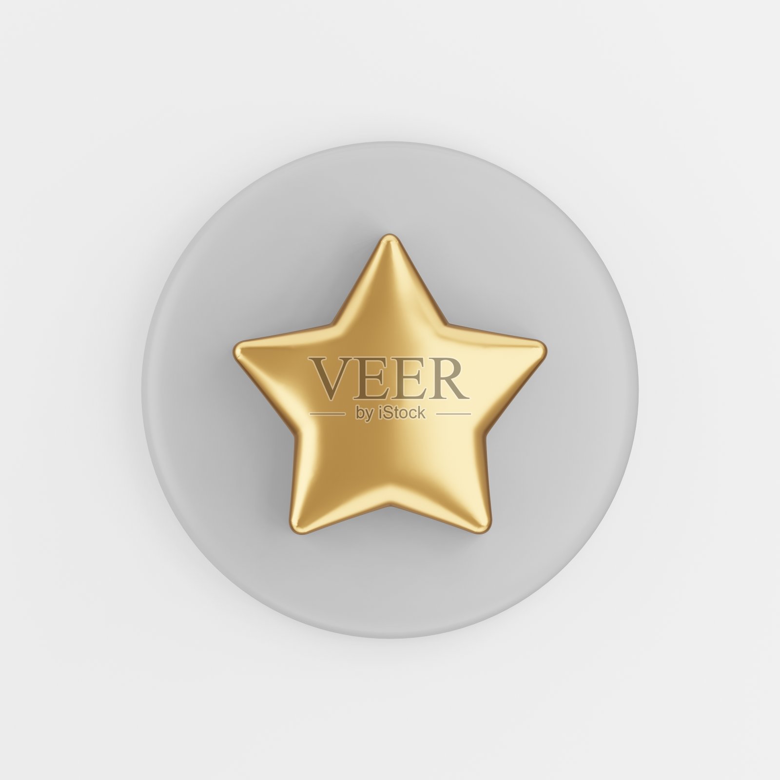 卡通风格的金星图标。3d渲染灰色圆形按键，界面UI用户体验元素。图标素材