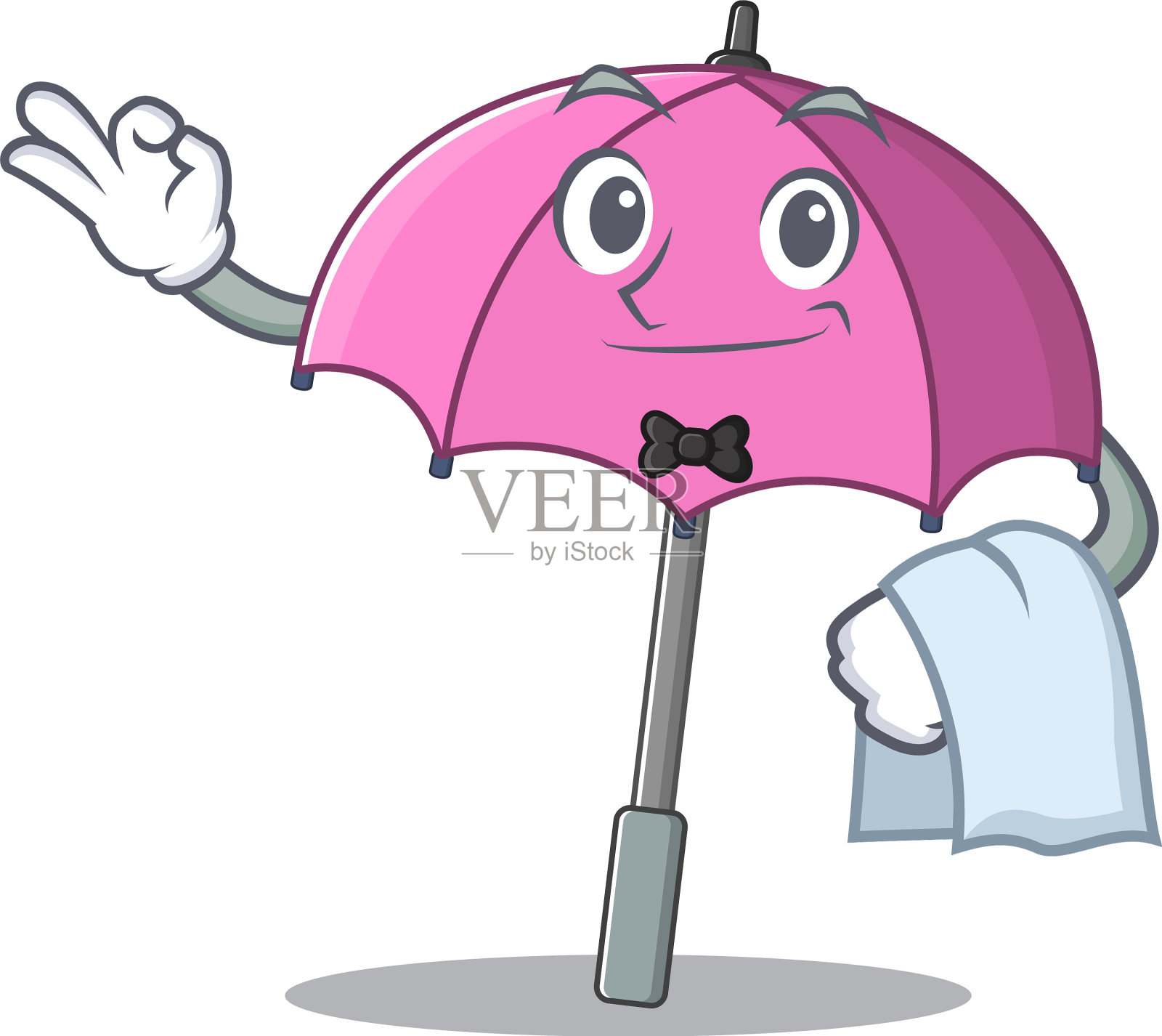 一款设计粉色伞的卡通人物设计元素图片
