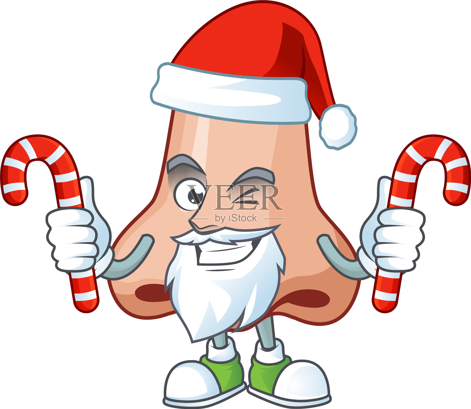 鼻子谦逊的圣诞老人卡通人物有糖果设计元素图片
