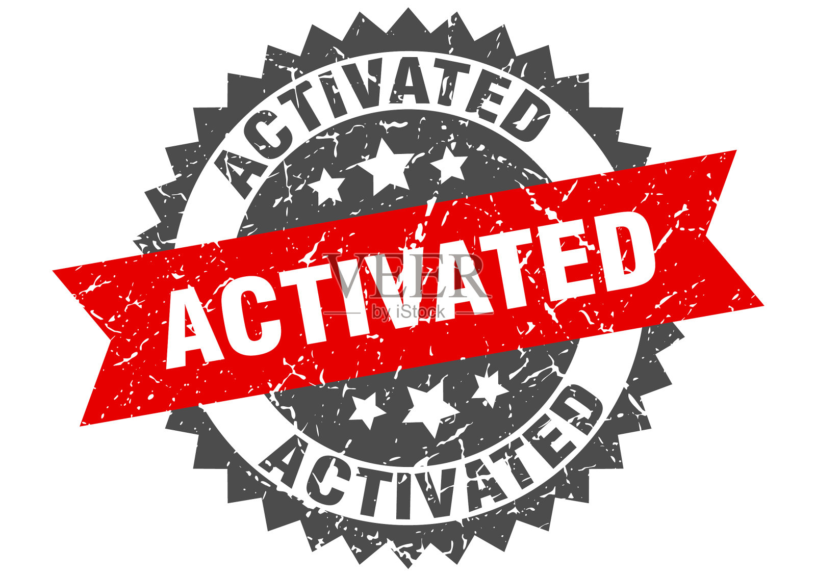 激活邮票垃圾圆形标志与缎带插画图片素材