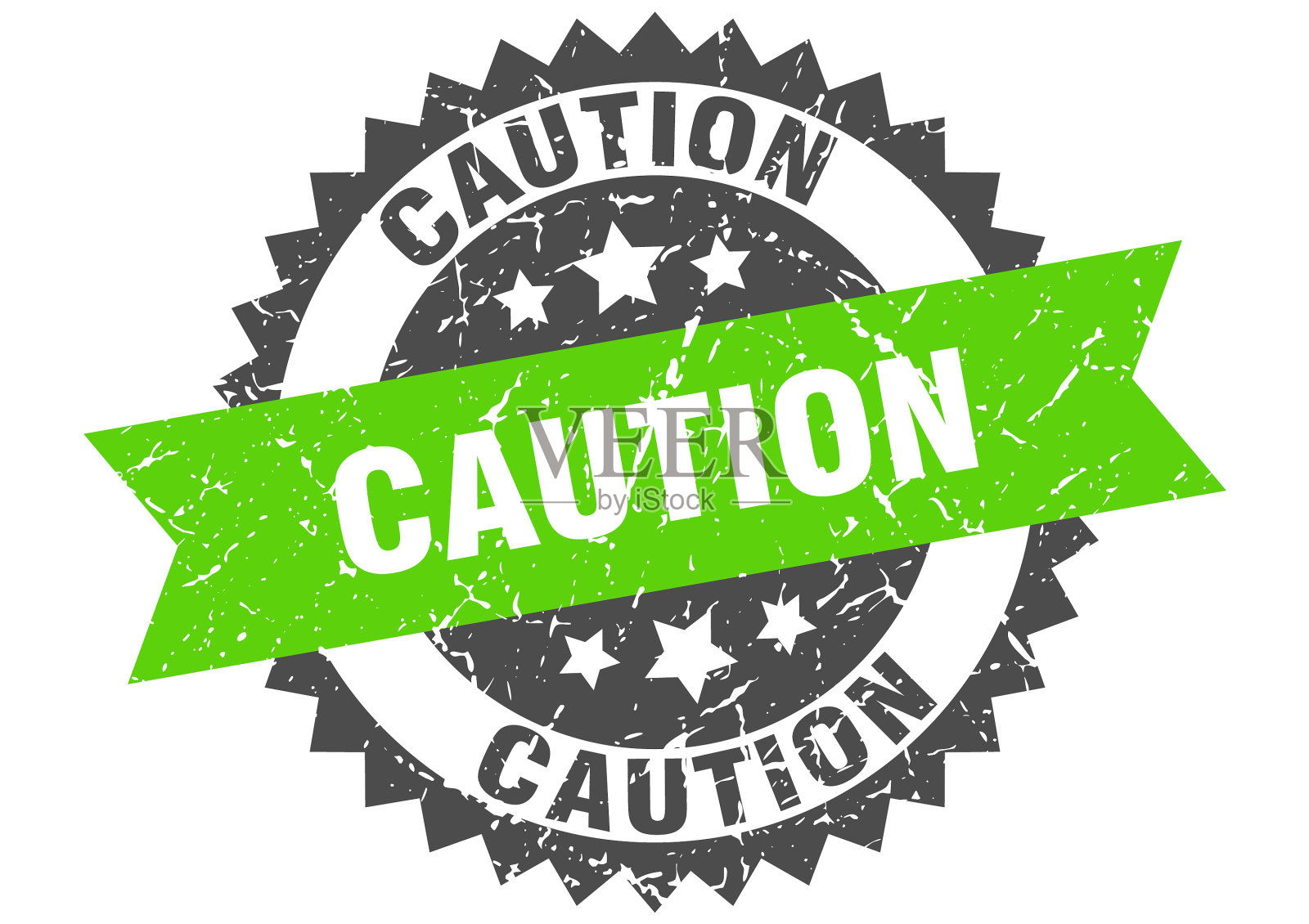 小心用缎带印垃圾圆形标志插画图片素材