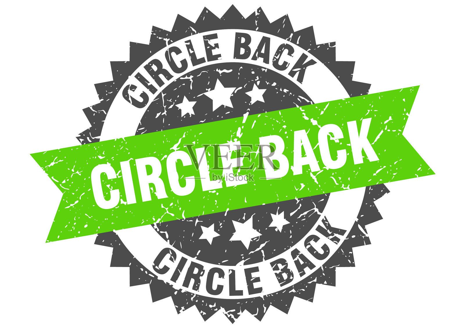 圈背邮票垃圾圆形标志与缎带插画图片素材