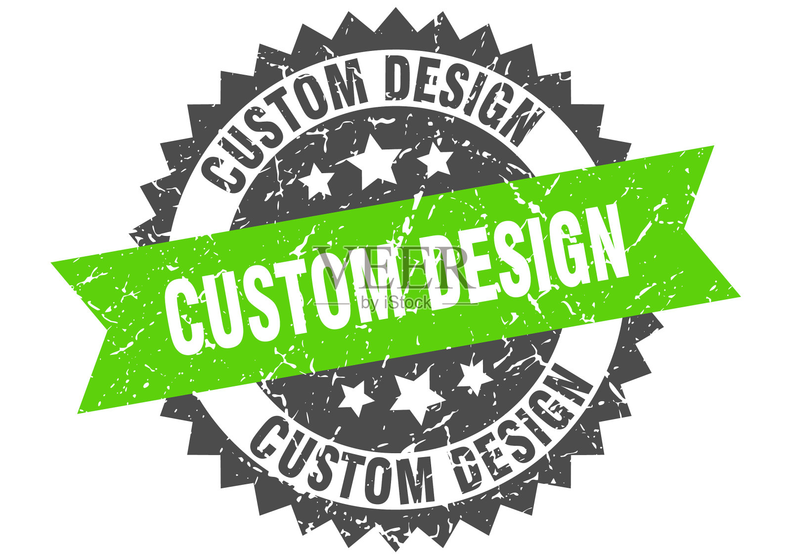 定制设计邮票垃圾圆形标志与缎带插画图片素材