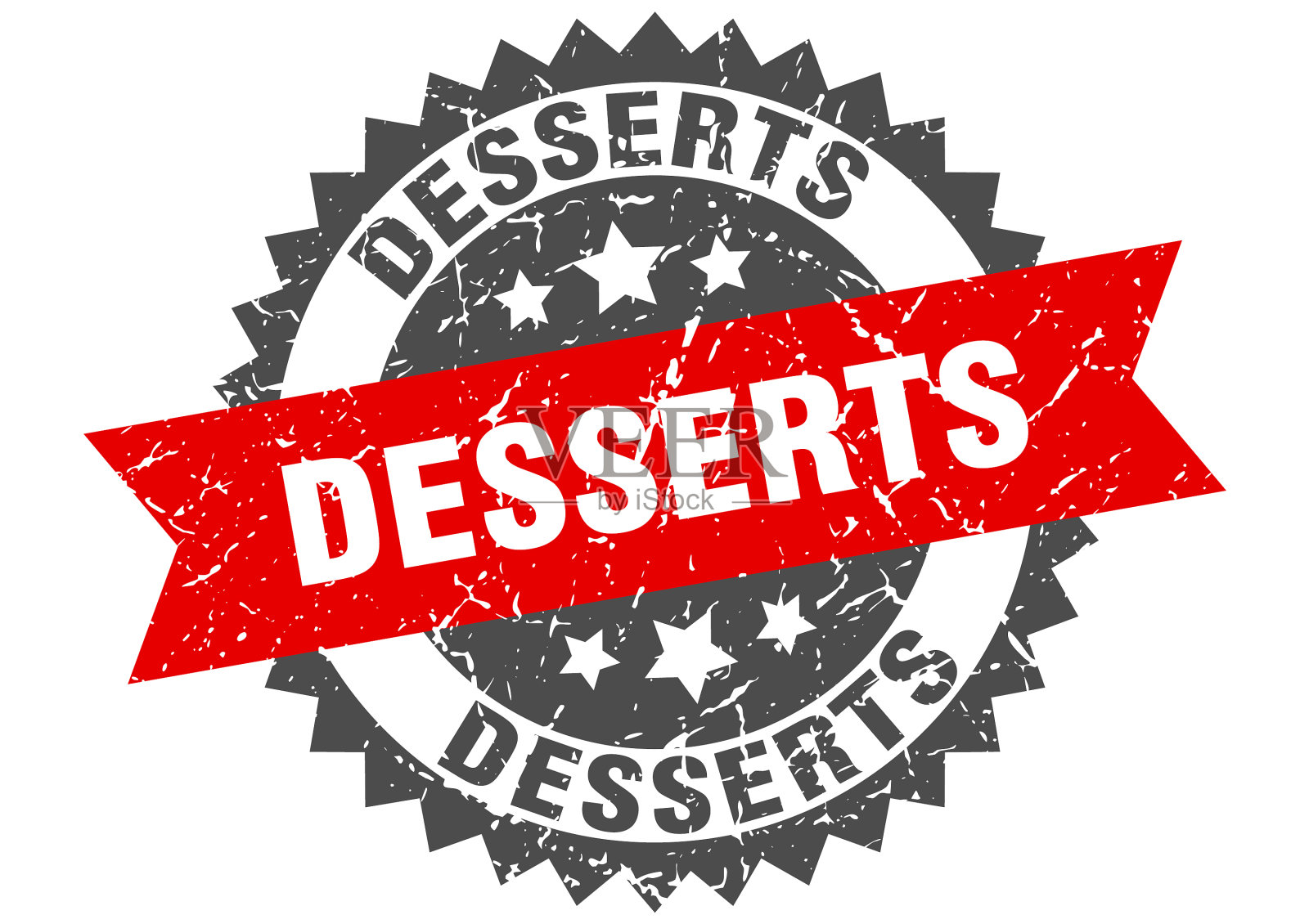 甜点邮票垃圾圆形标志与缎带插画图片素材