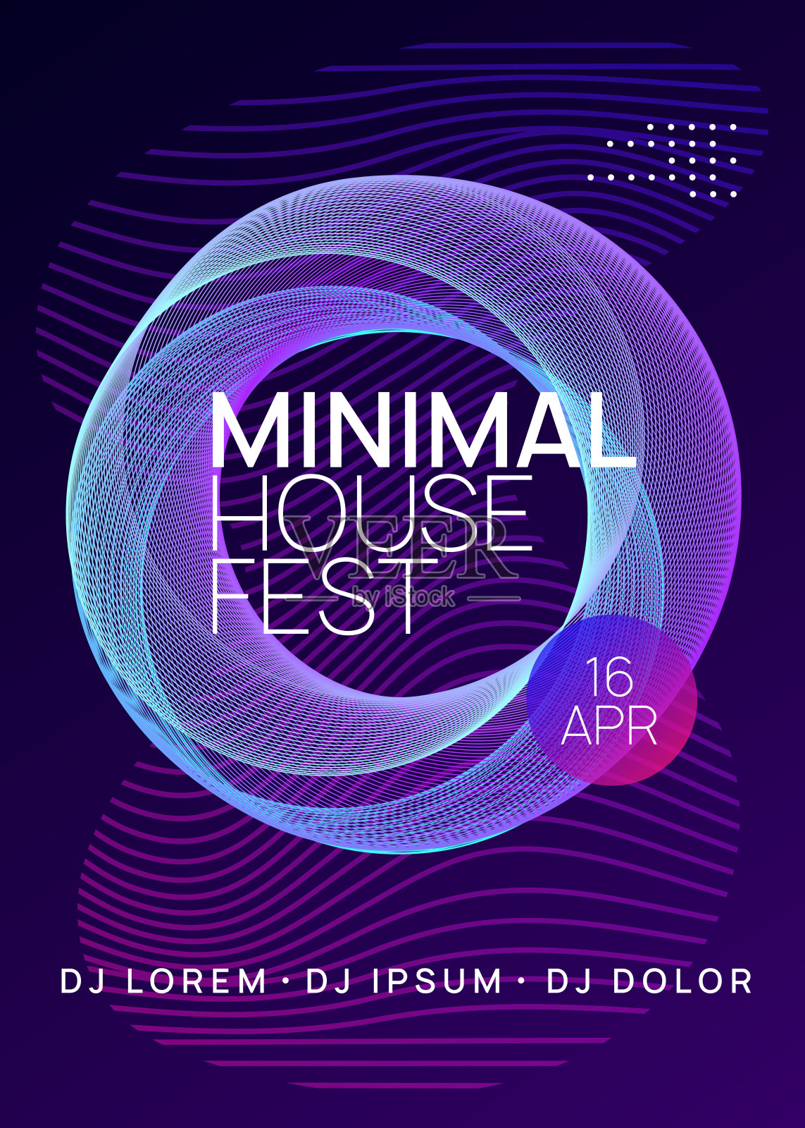 霓虹灯俱乐部传单。电子舞曲。恍惚dj。电子声音电影节。科技活动的海报。插画图片素材