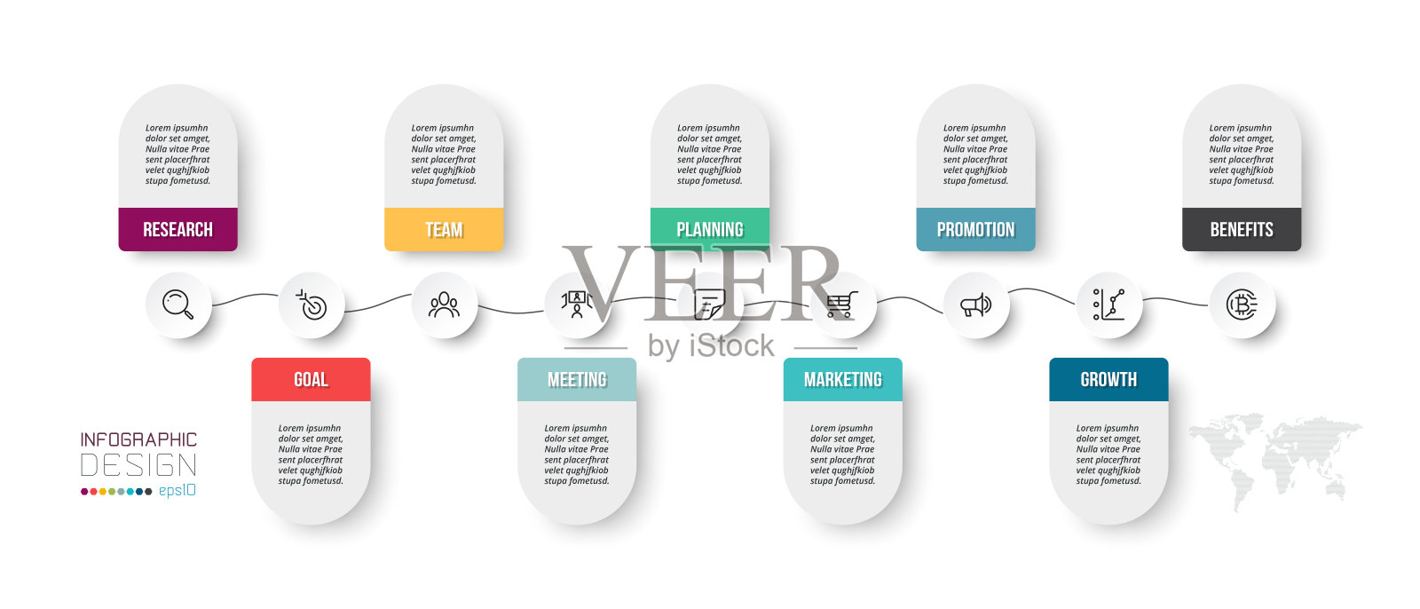 时间轴图表业务信息图表模板。设计模板素材