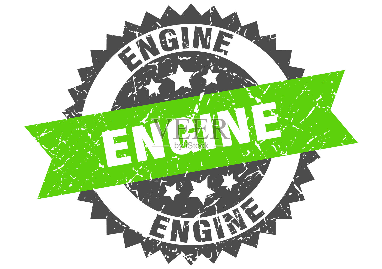 发动机图章垃圾圆形标志与缎带插画图片素材