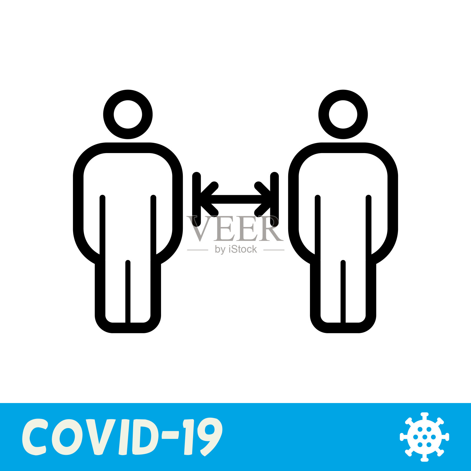 保持距离线图标。冠状病毒,COVID-19插画图片素材
