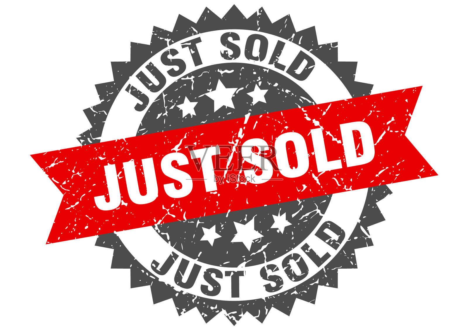 刚卖了带缎带的邮票垃圾圆形标志设计元素图片