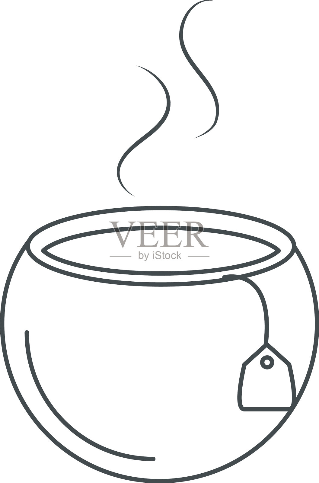 茶热饮料在杯与茶袋线图标设计元素图片