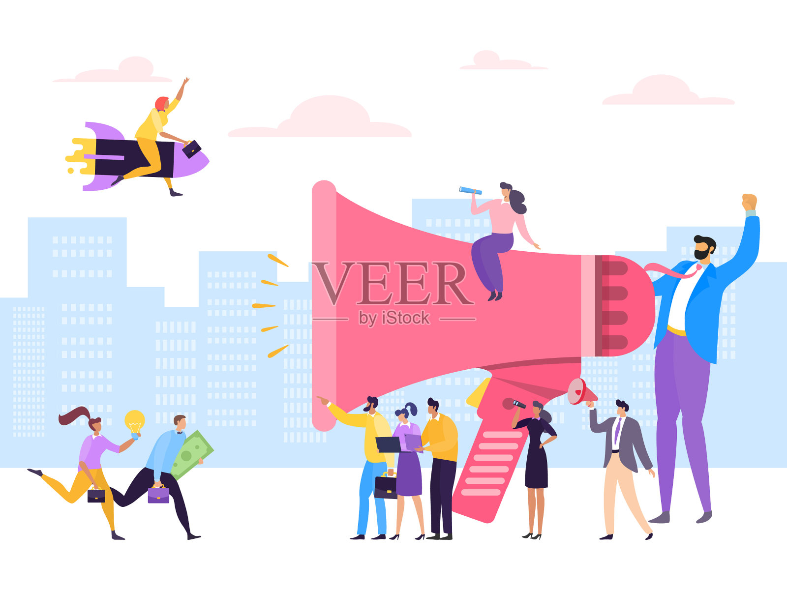 广告为商业人士沟通所用插画图片素材