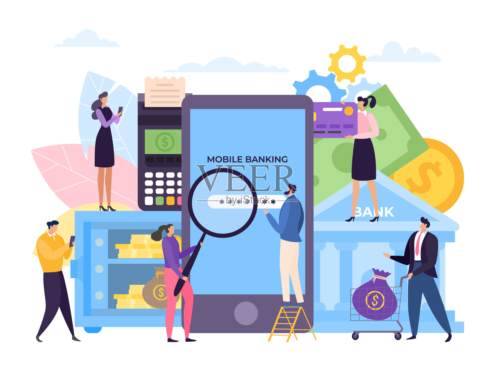 业务移动银行理财平面概念设计元素图片