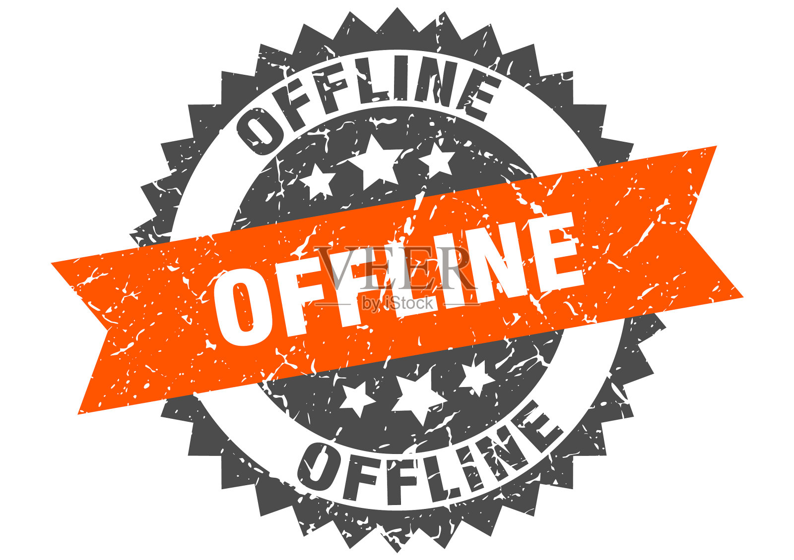 脱机邮票垃圾圆形标志与缎带插画图片素材