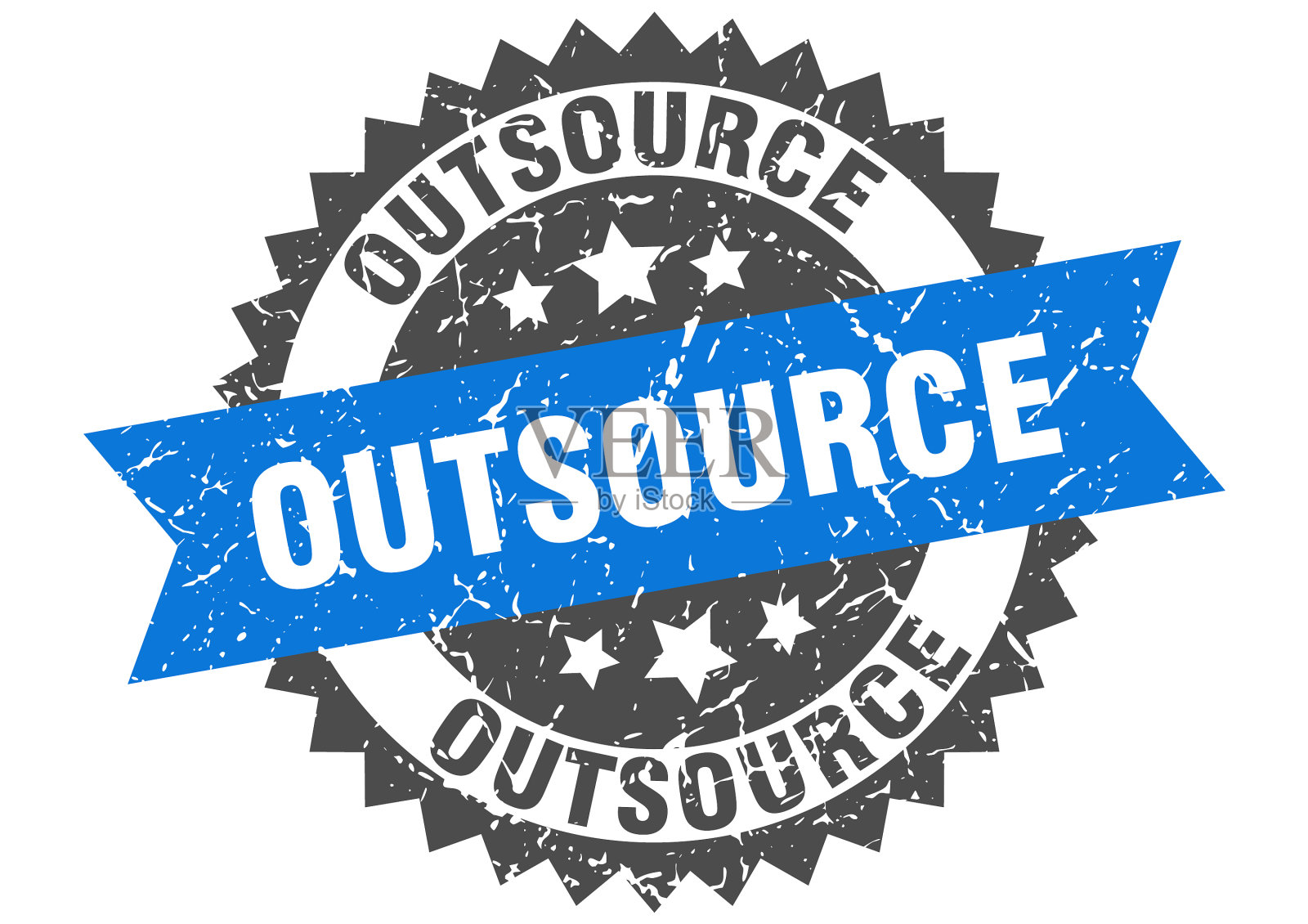 外包stamp grunge round sign with ribbon插画图片素材