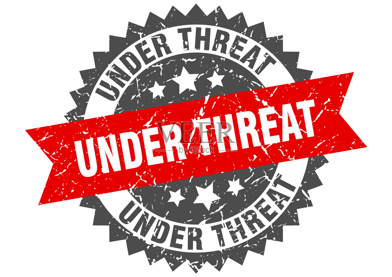 在威胁邮票grunge圆形标志与缎带插画图片素材