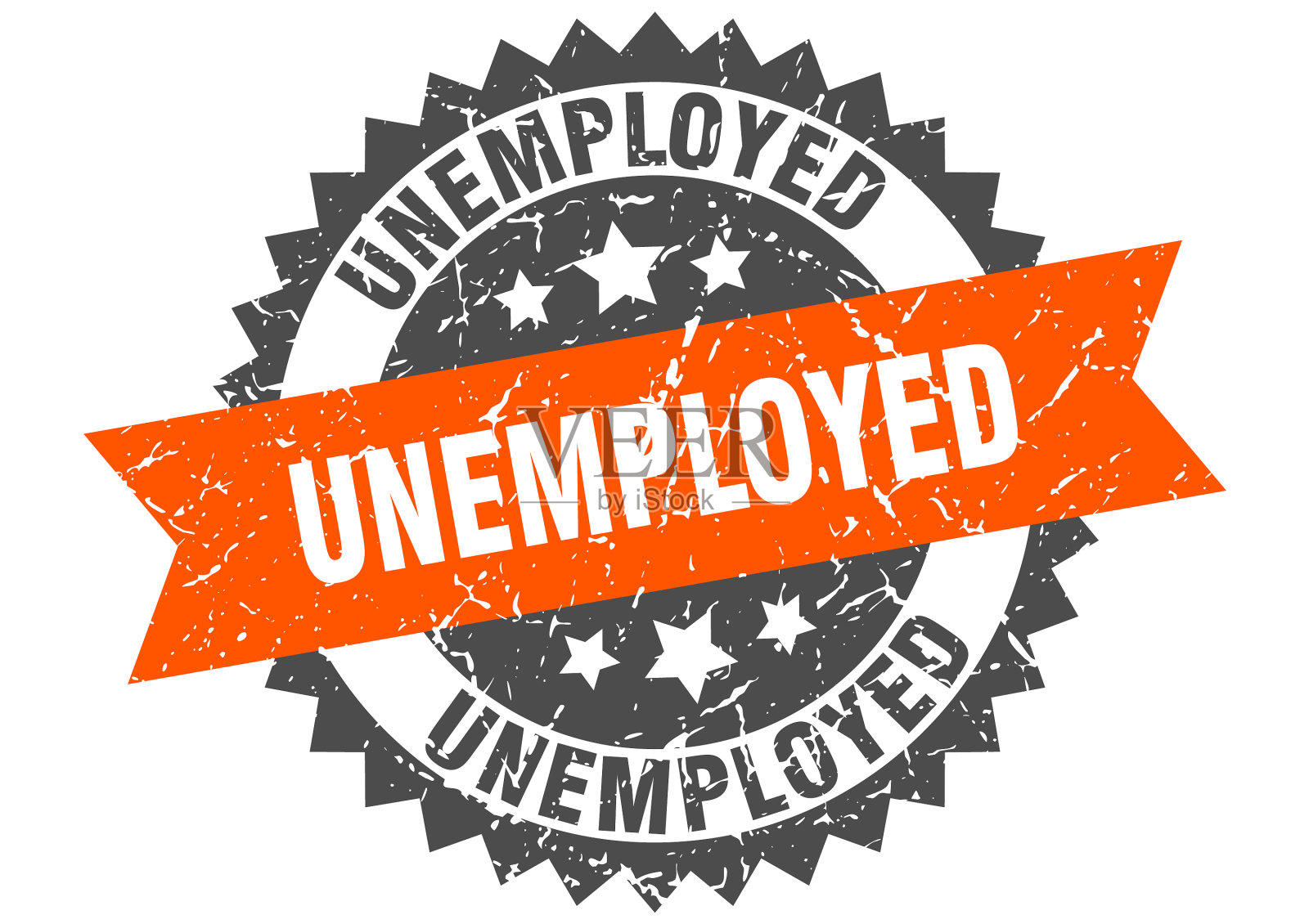 失业者用缎带印垃圾圆形标志插画图片素材