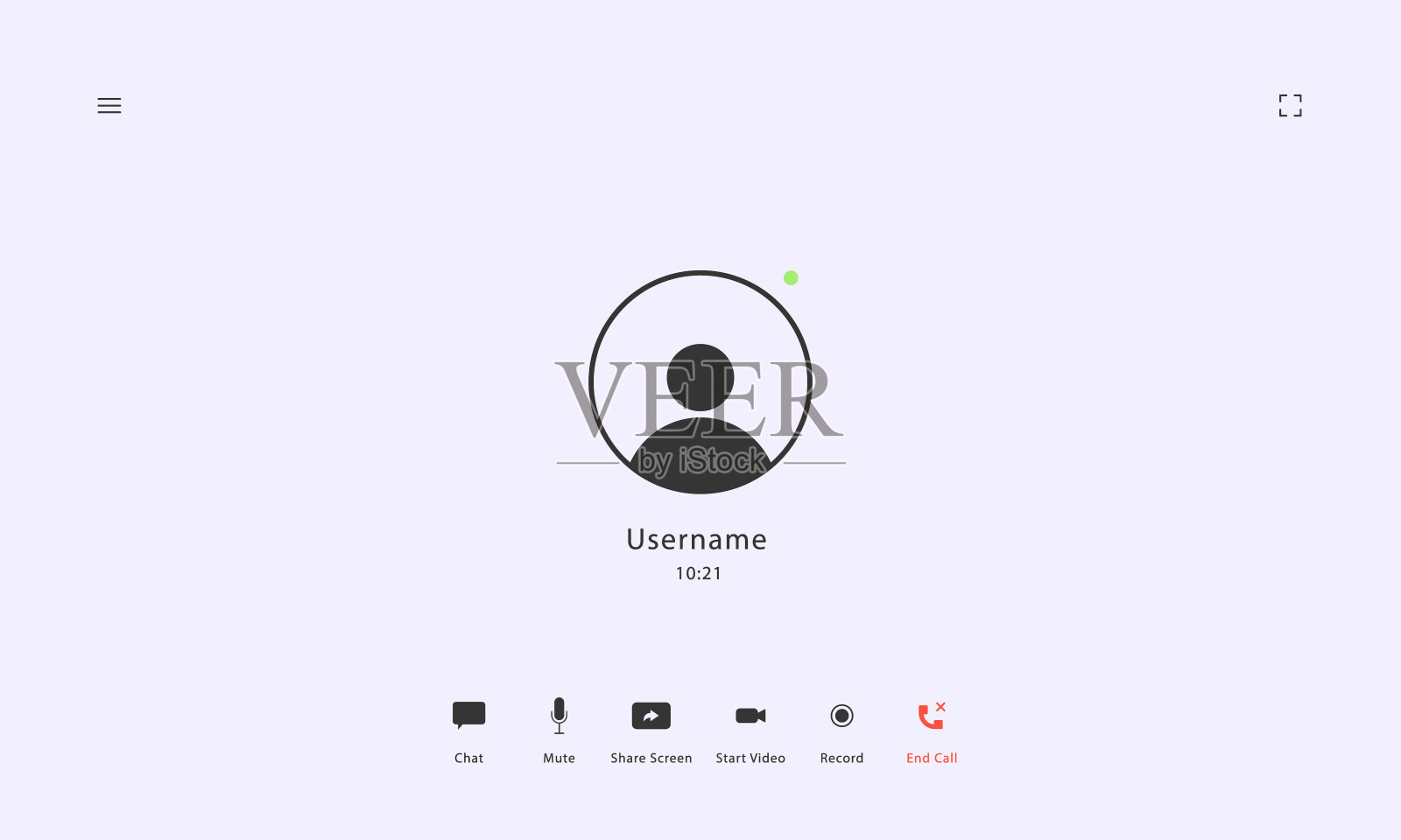 视频聊天用户界面-桌面版。带有图标的视频通话界面。视频会议的概念。矢量图插画图片素材