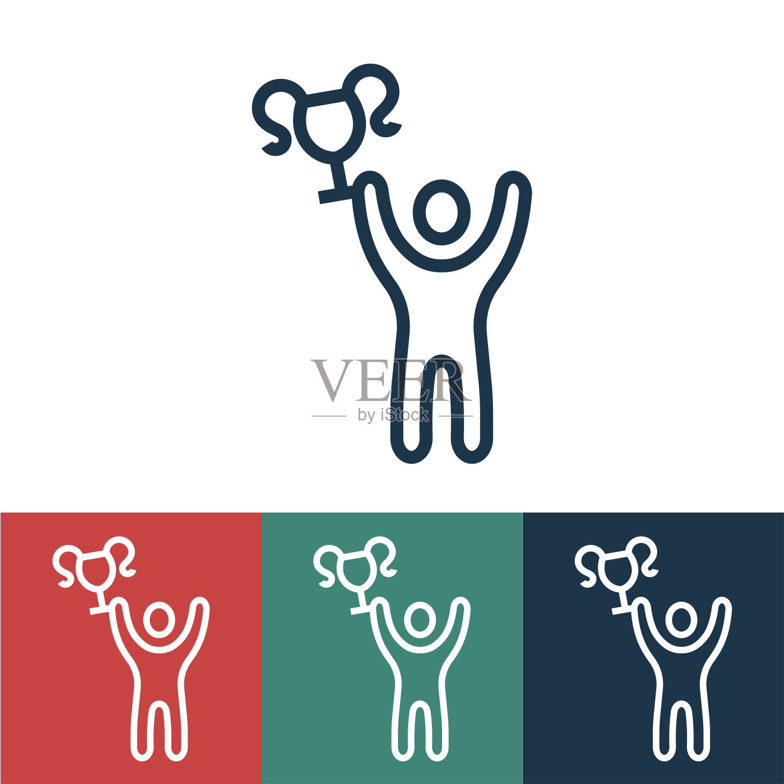 线性矢量图标与人持杯插画图片素材