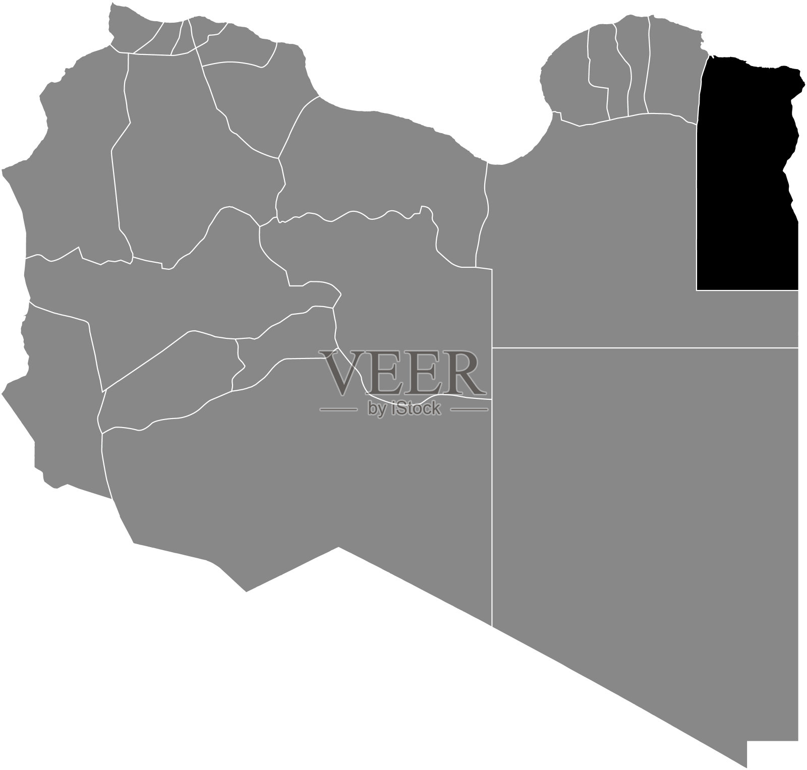 利比亚托布鲁克地区的位置图插画图片素材