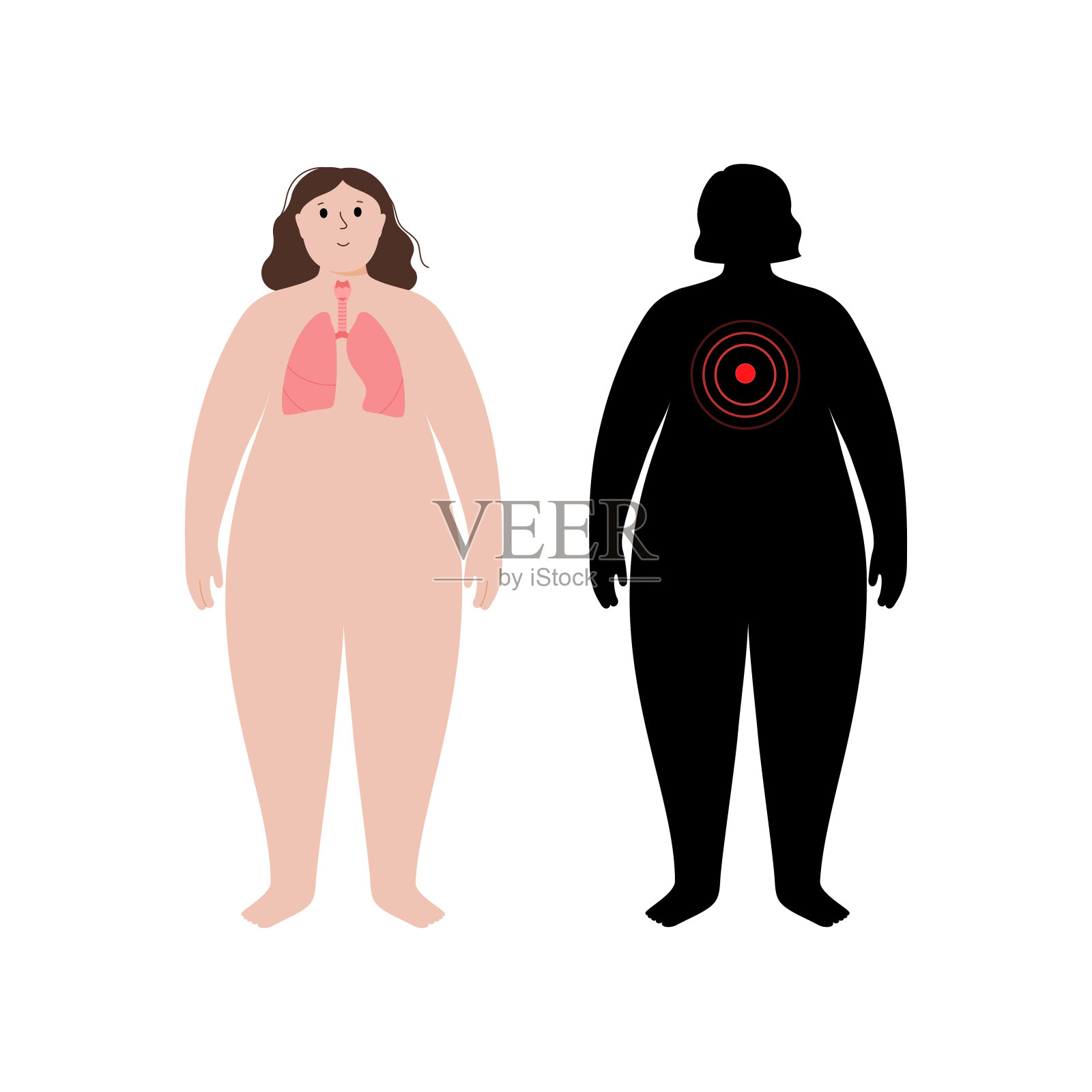 肥胖人体的器官插画图片素材