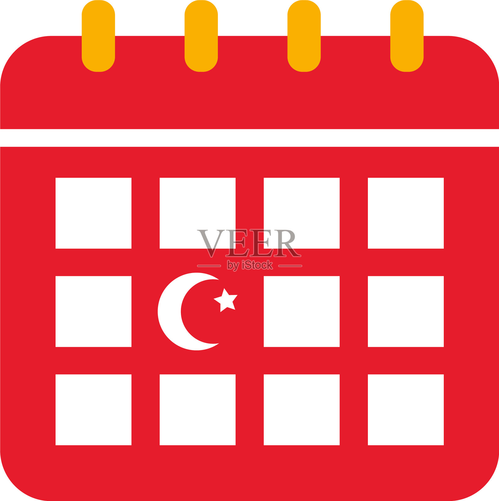 日历与土耳其共和国日期平风格设计元素图片