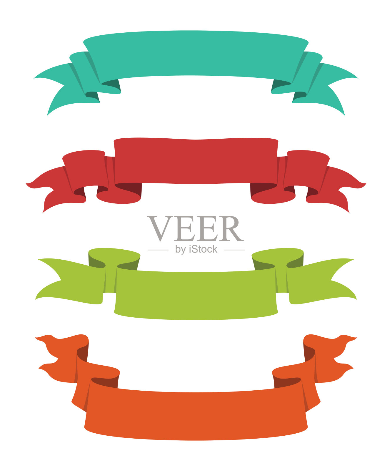 四种风格的彩带装饰。插画图片素材