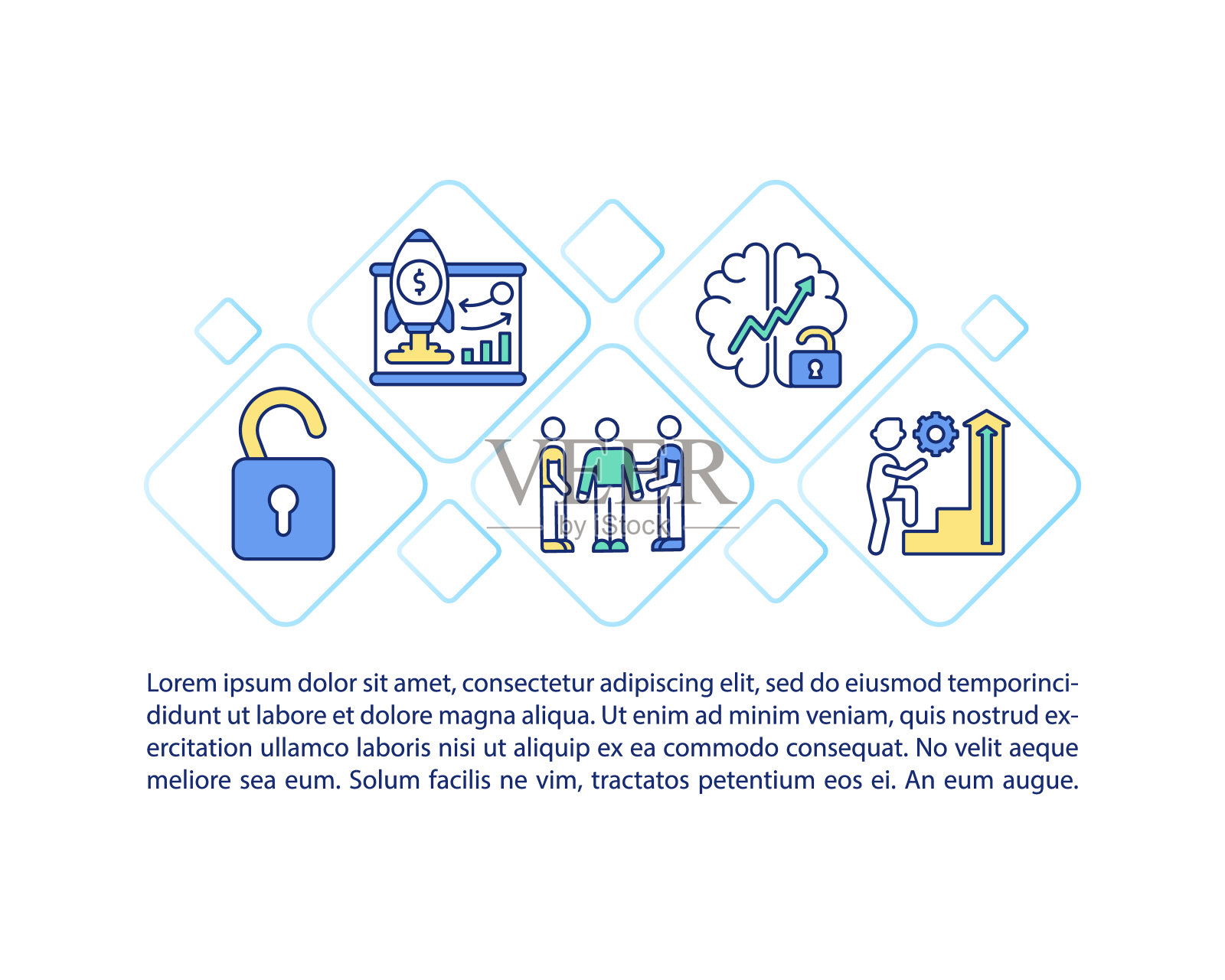 员工激励策略概念图标与文本图标素材