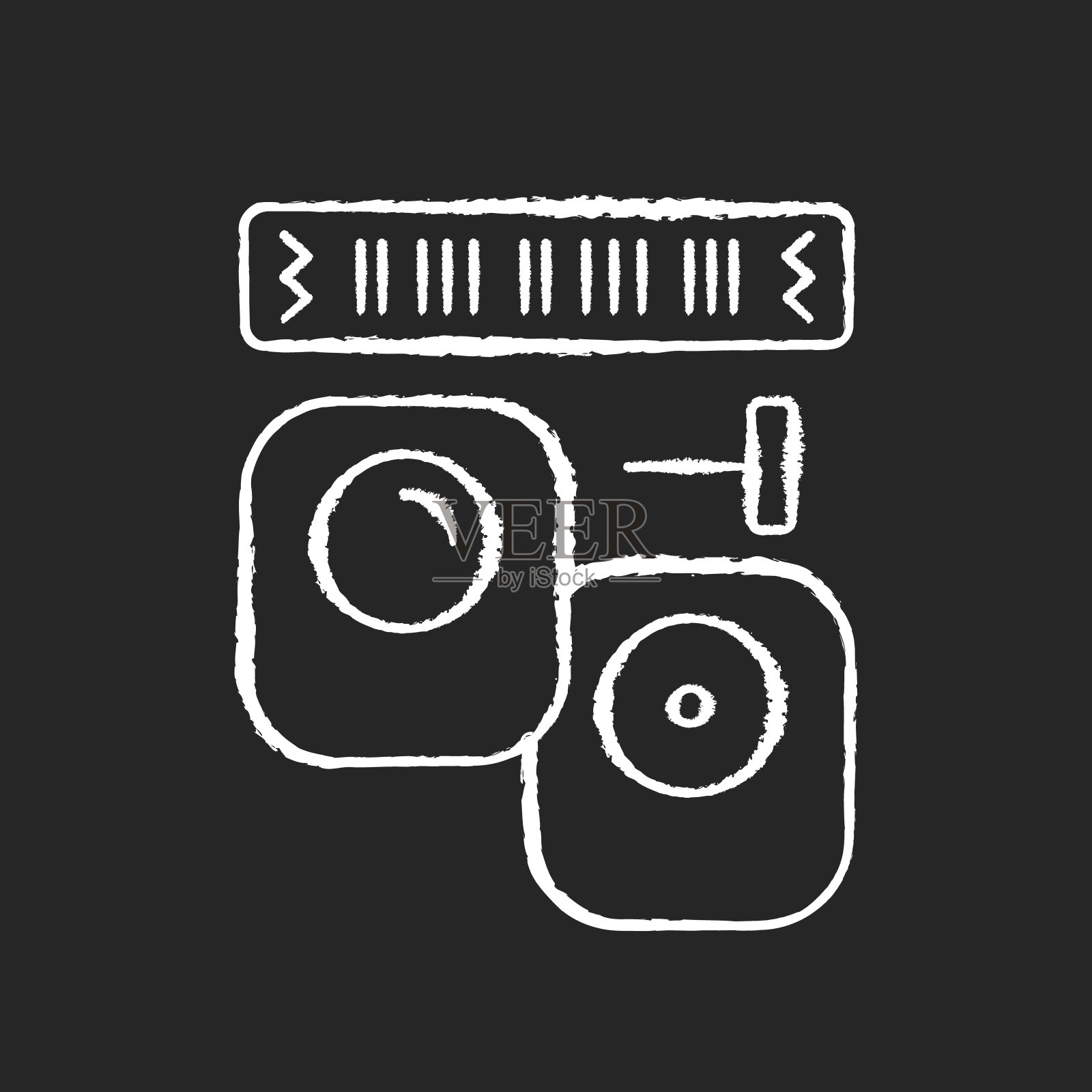 EAS标签和标签粉笔白色的图标在黑色的背景图标素材