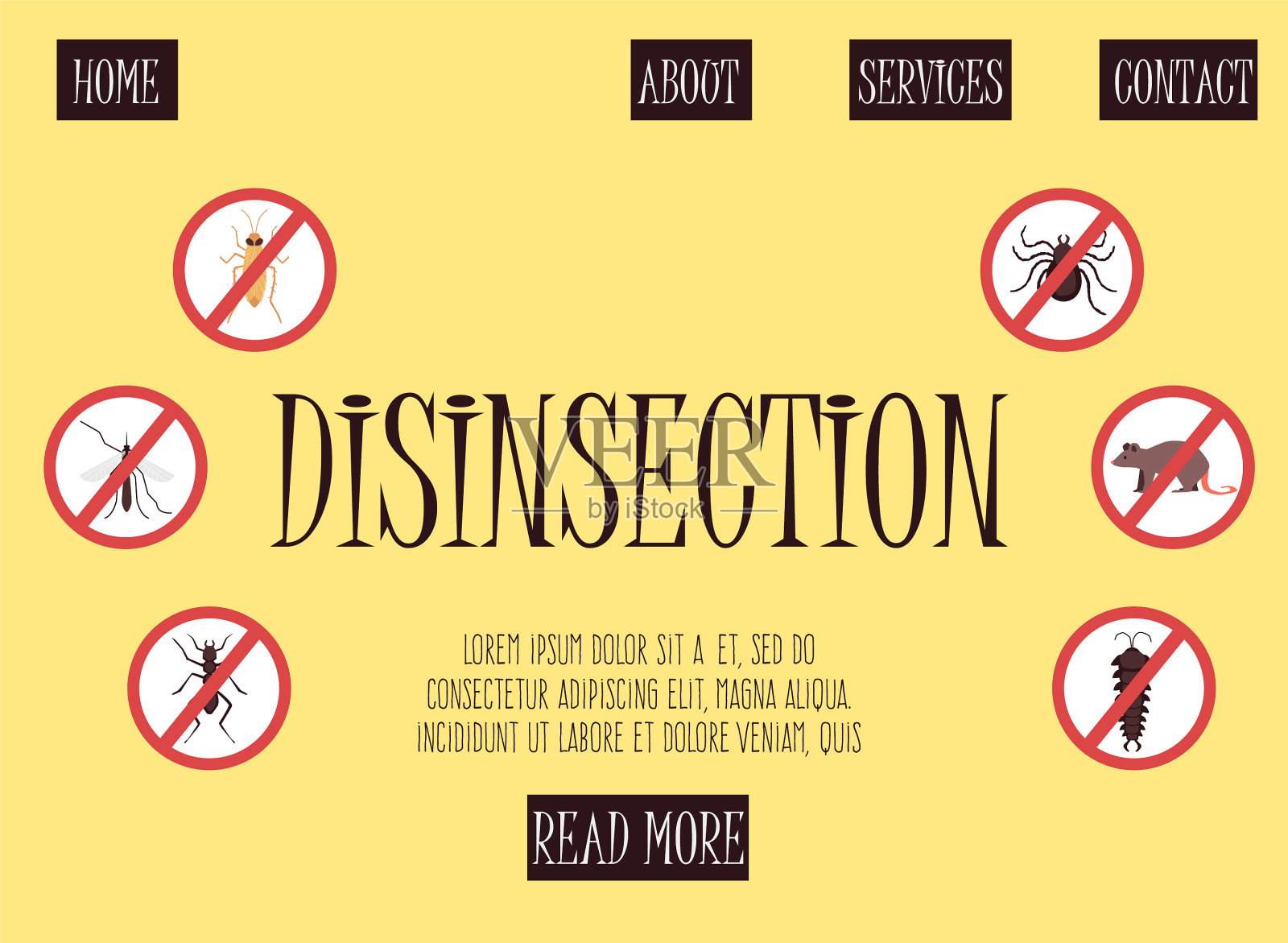 消毒服务网站登陆页面平坦插画图片素材