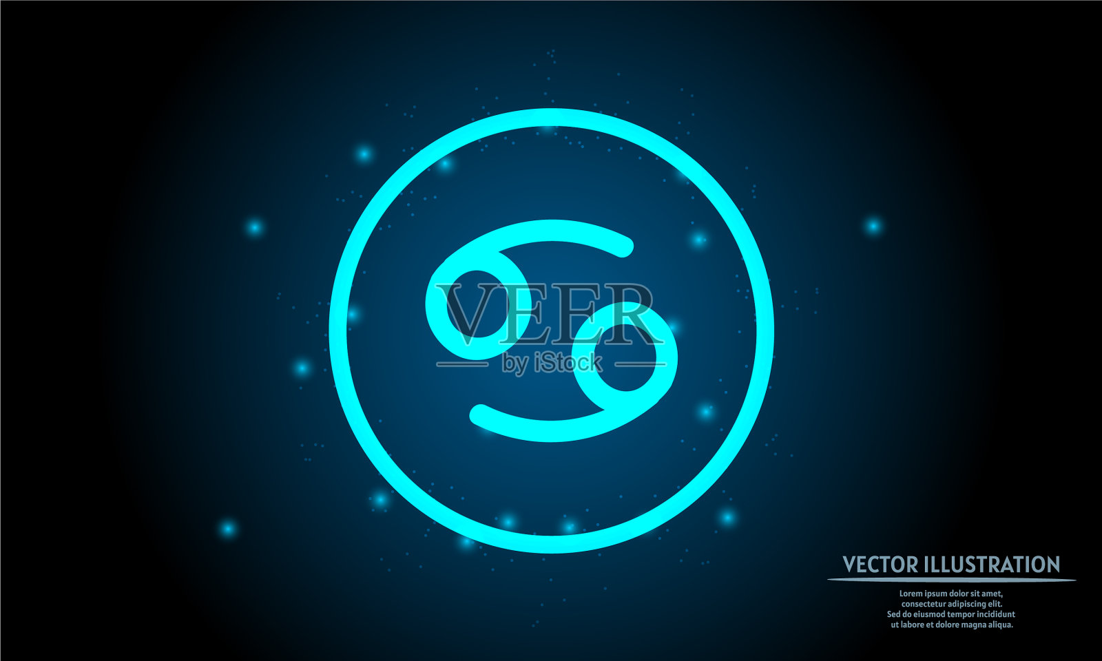 深蓝色的巨蟹座星座插画图片素材