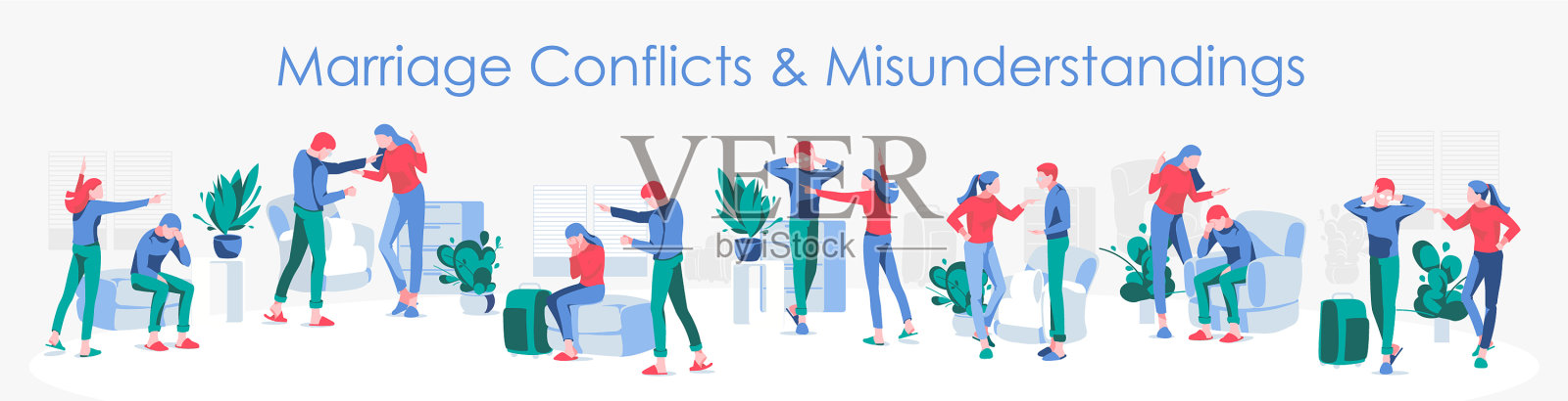 婚姻冲突与误解插画图片素材