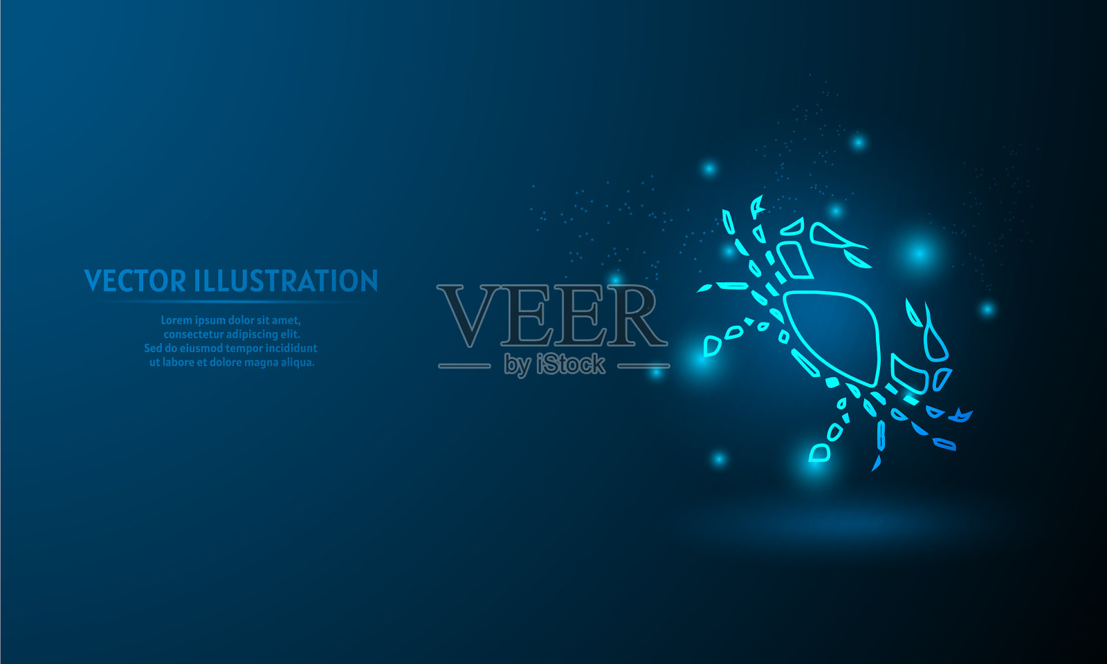 癌症在蓝色抽象背景简单的蓝色插画图片素材