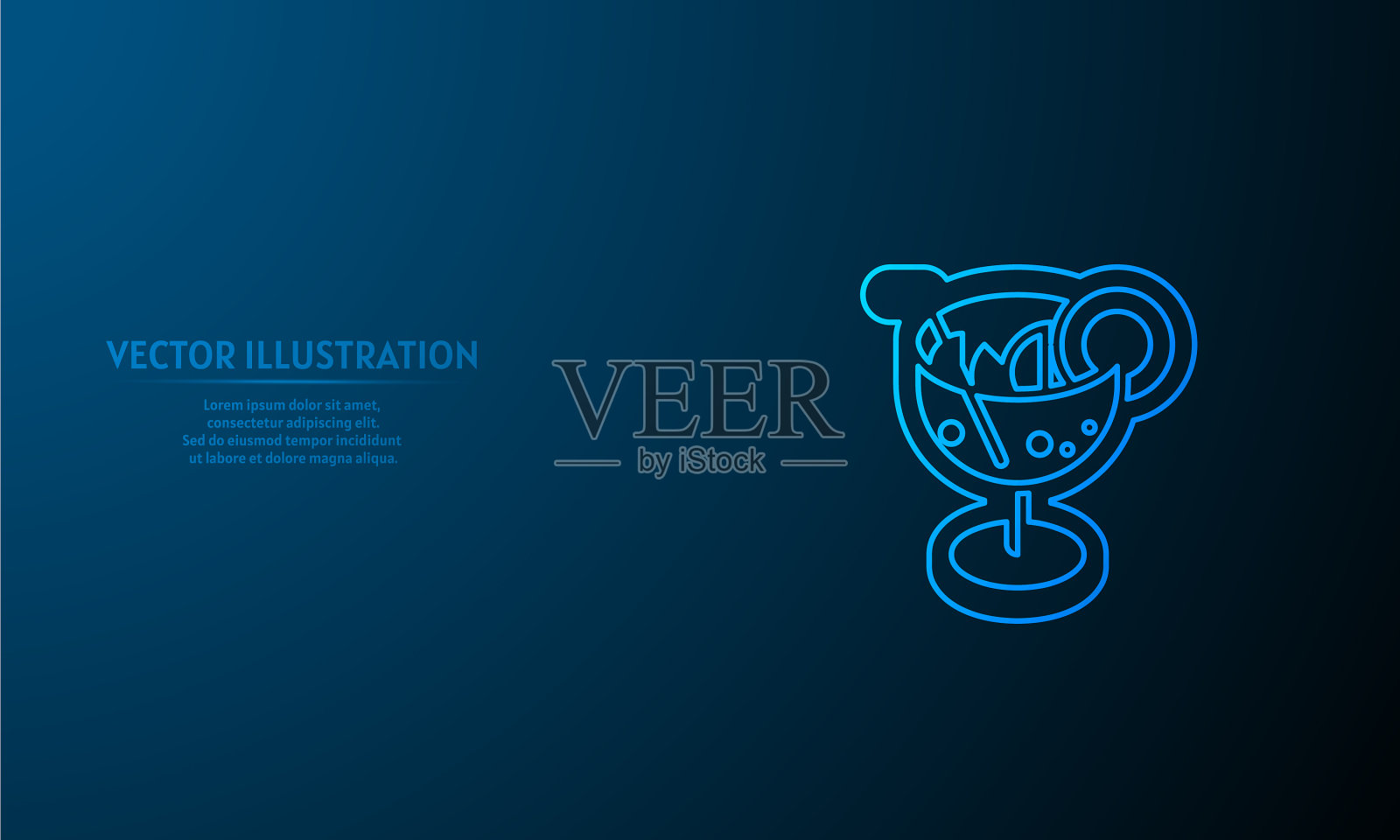 蓝色抽象背景上的果汁插画图片素材