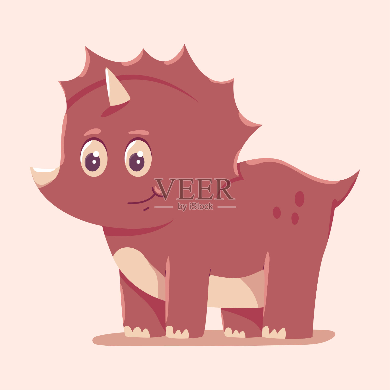 可爱的独角龙矢量卡通恐龙插图孤立的背景。插画图片素材