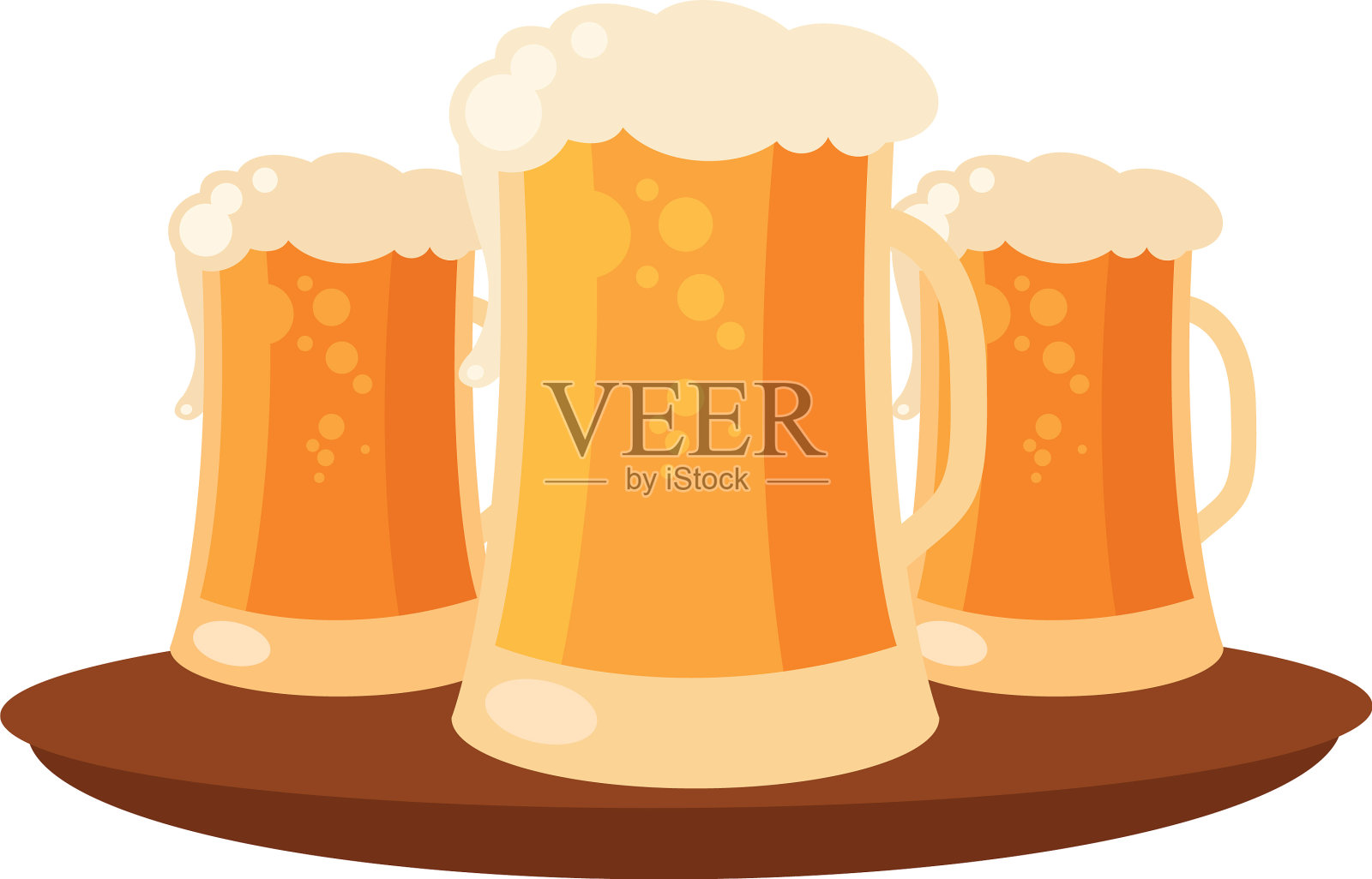 啤酒杯在托盘设计设计元素图片