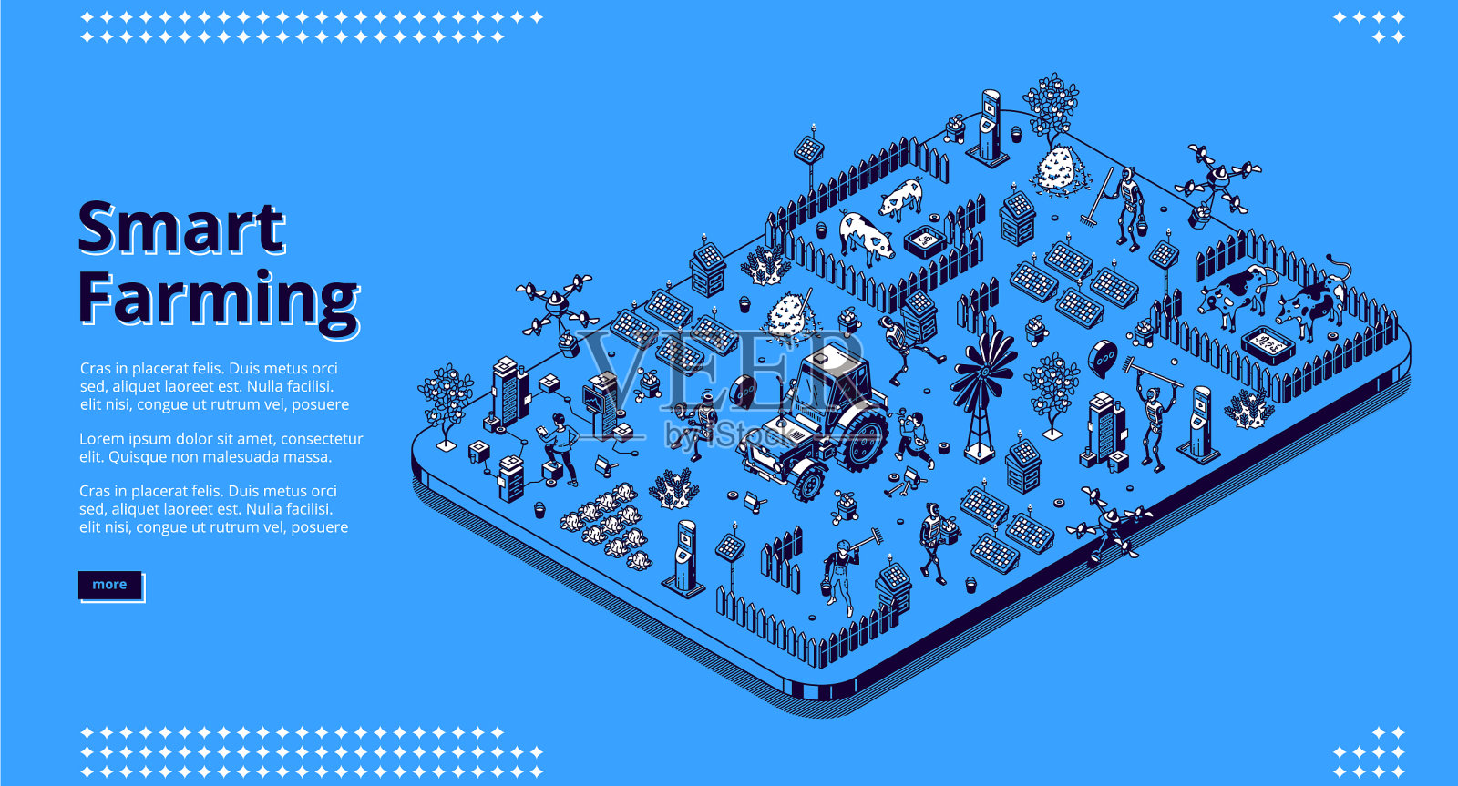 等距旗帜智能农业插画图片素材