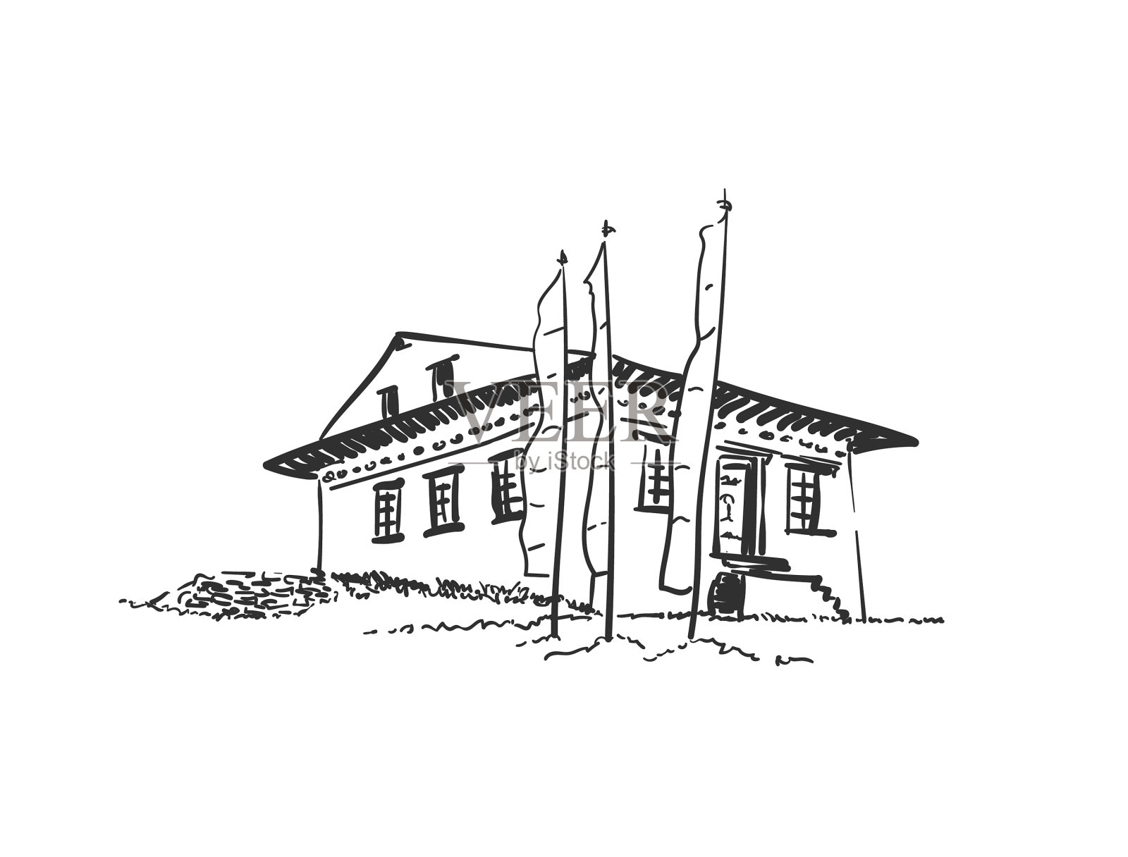 用祈祷画出小的佛寺设计元素图片