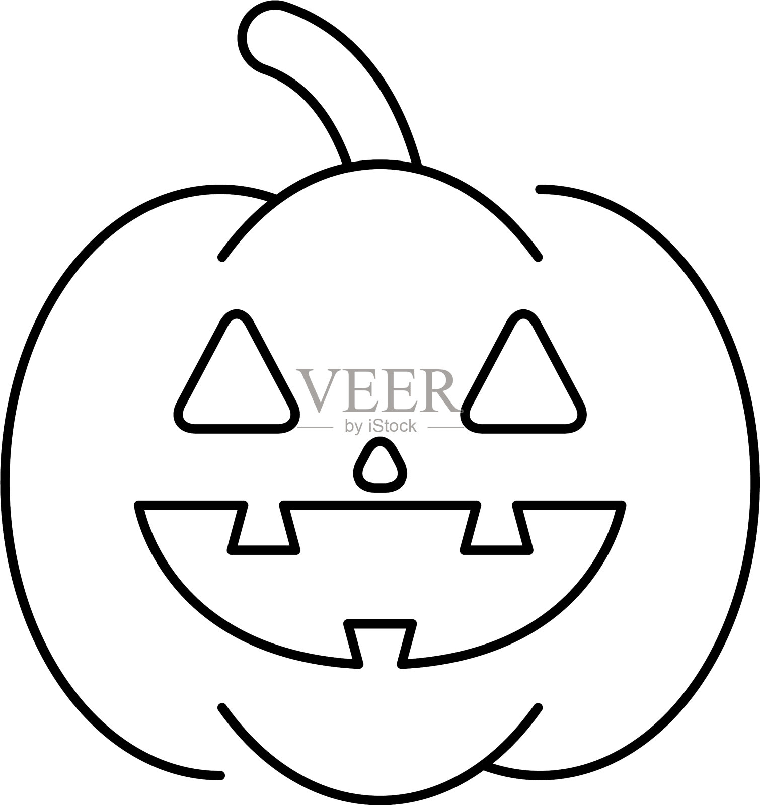 万圣节南瓜与脸造型线图标设计元素图片