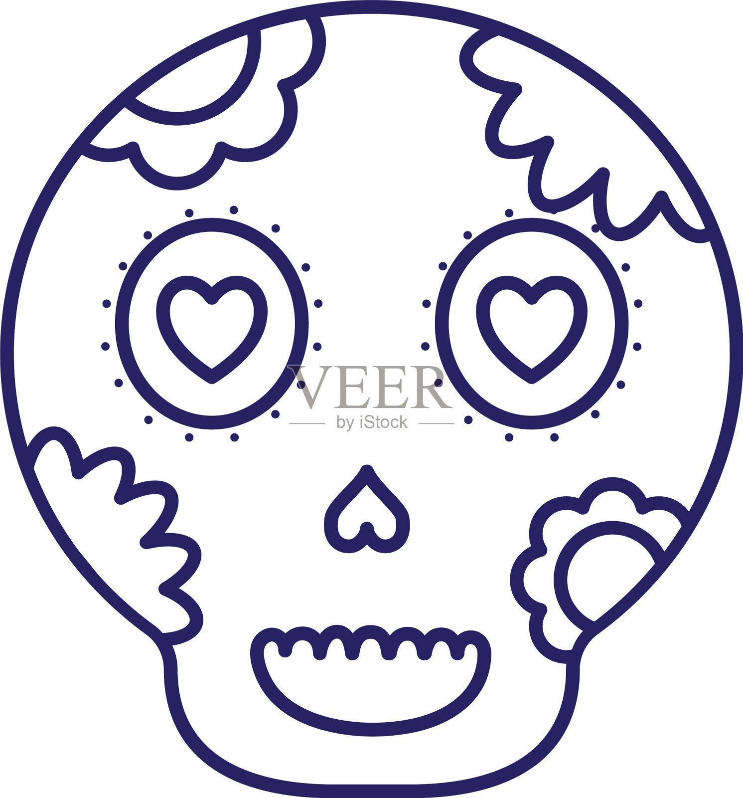 墨西哥骷髅线风格图标设计插画图片素材