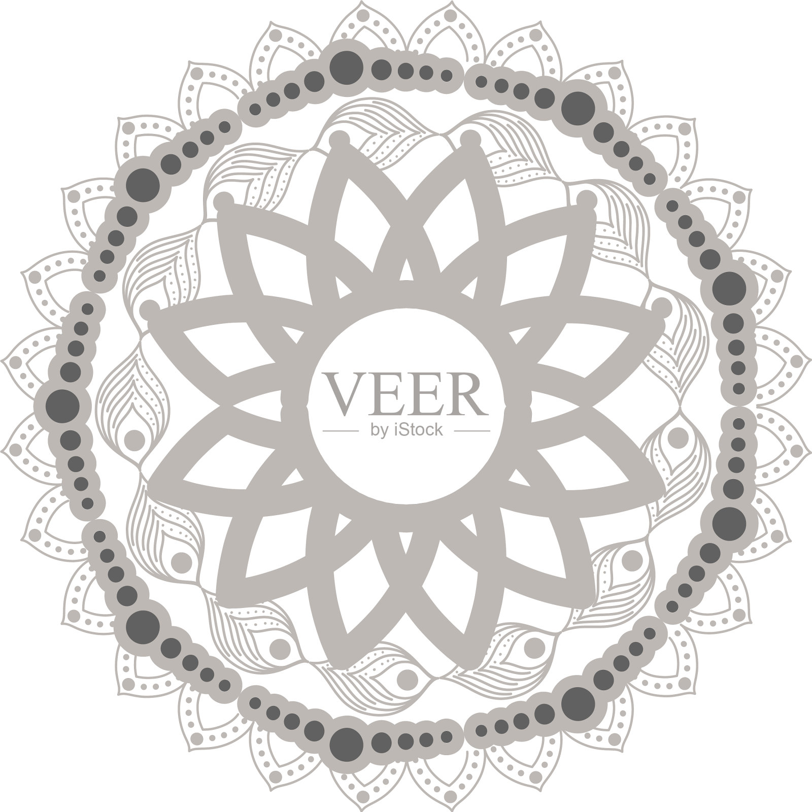 曼荼罗银花形设计插画图片素材