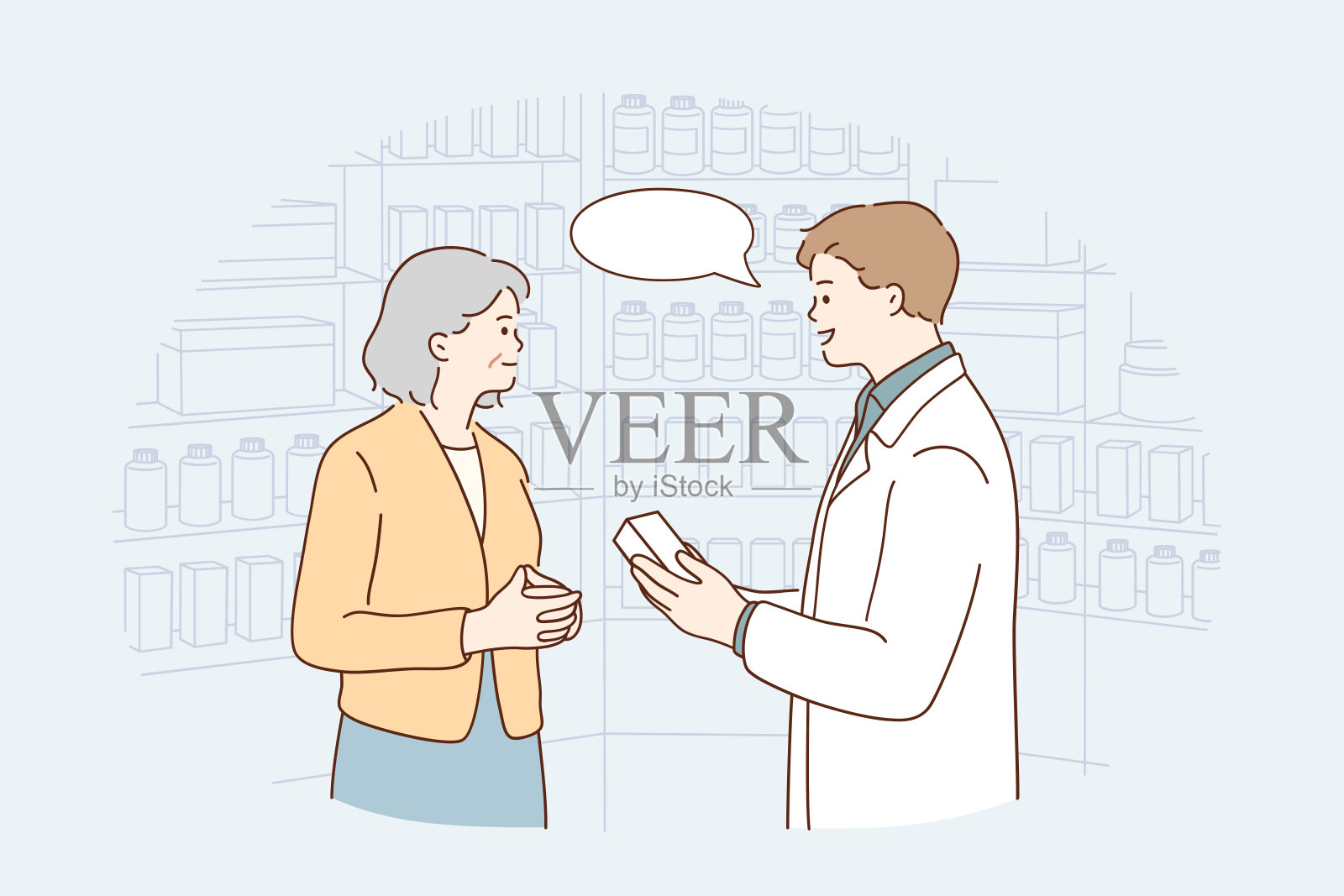 药店助理期间的工作理念插画图片素材