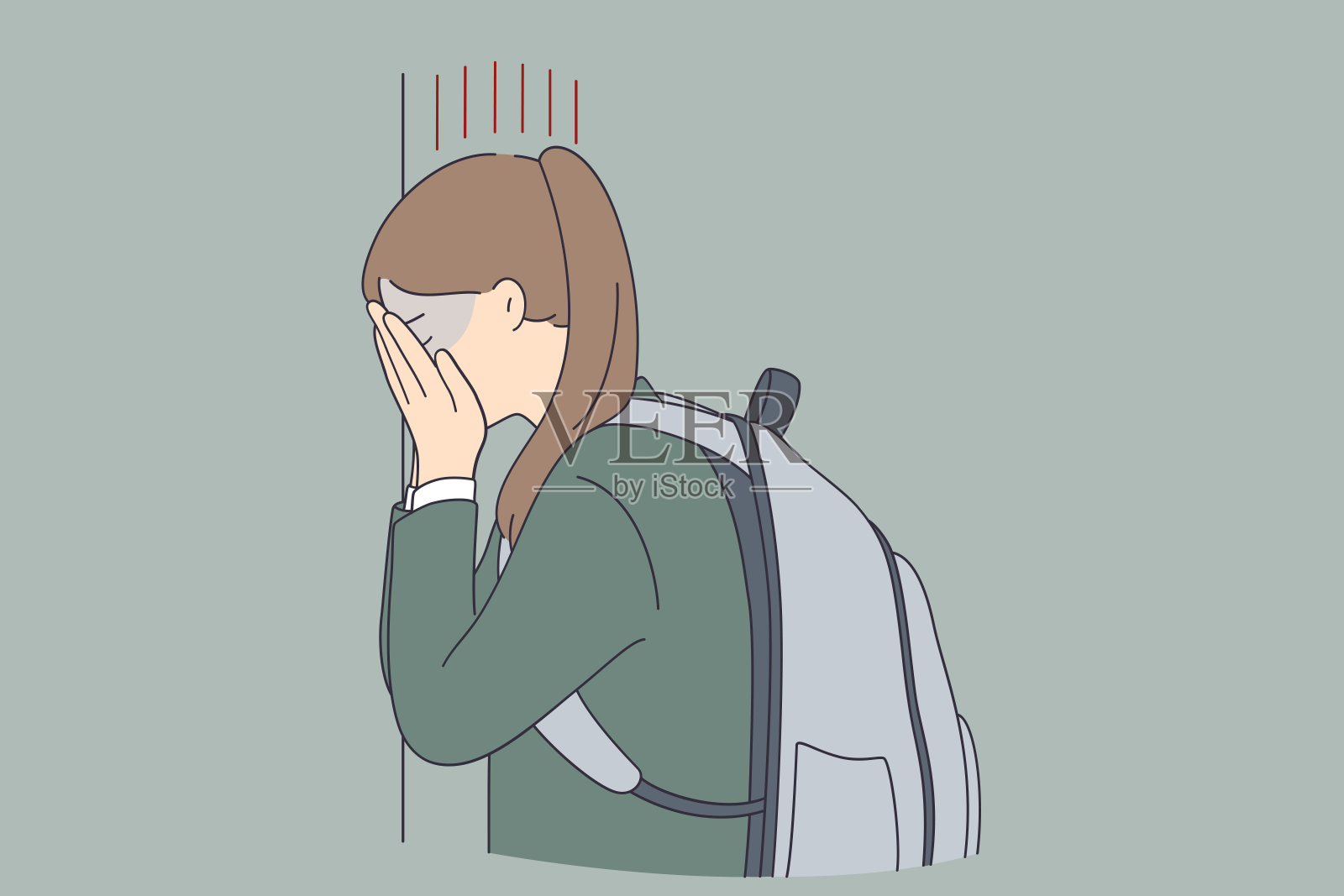 抑郁症：校园欺凌概念插画图片素材