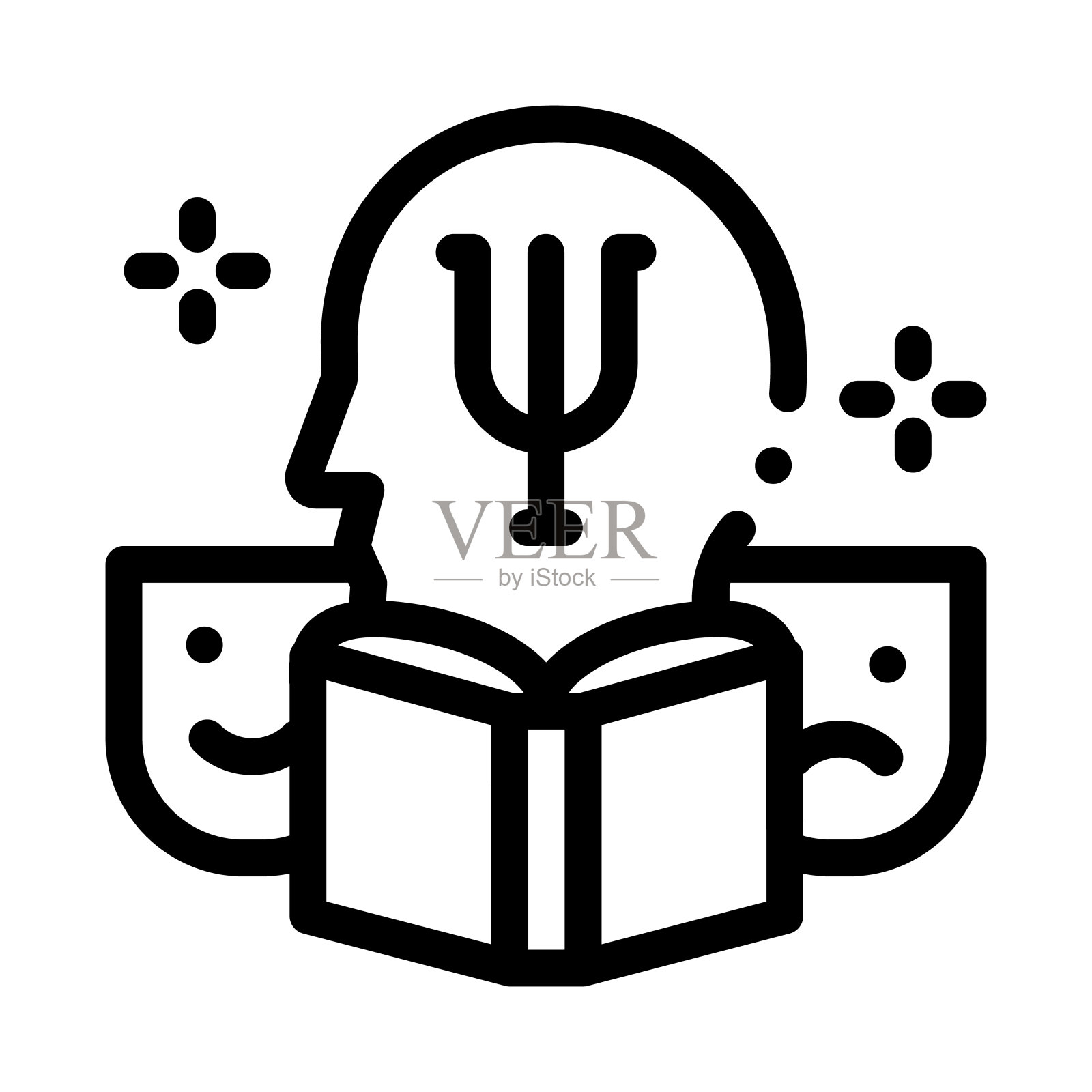 心理学研究者线图标向量插图符号图标素材