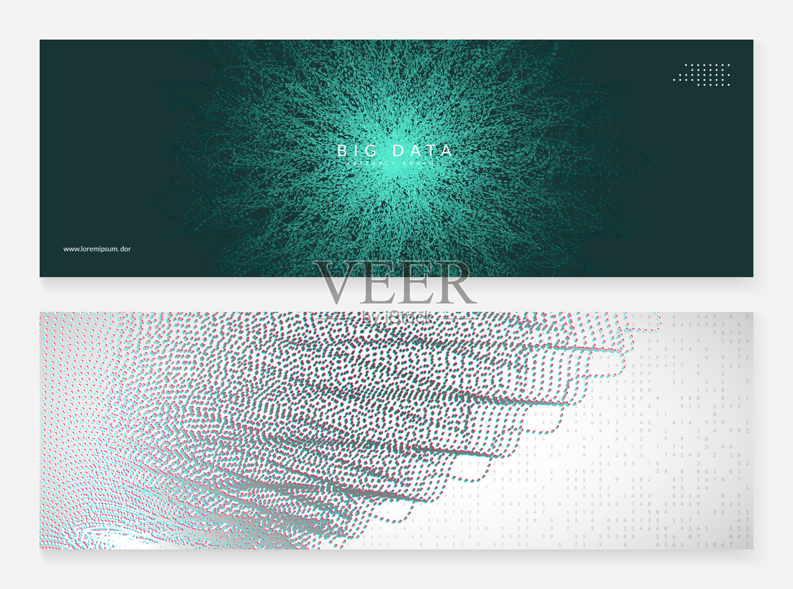 大数据的概念。数字技术文摘插画图片素材