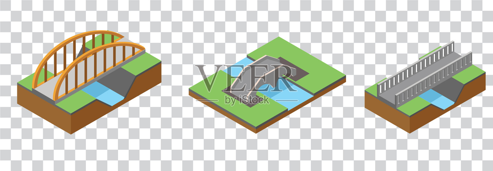 等距桥梁建设设计元素图片