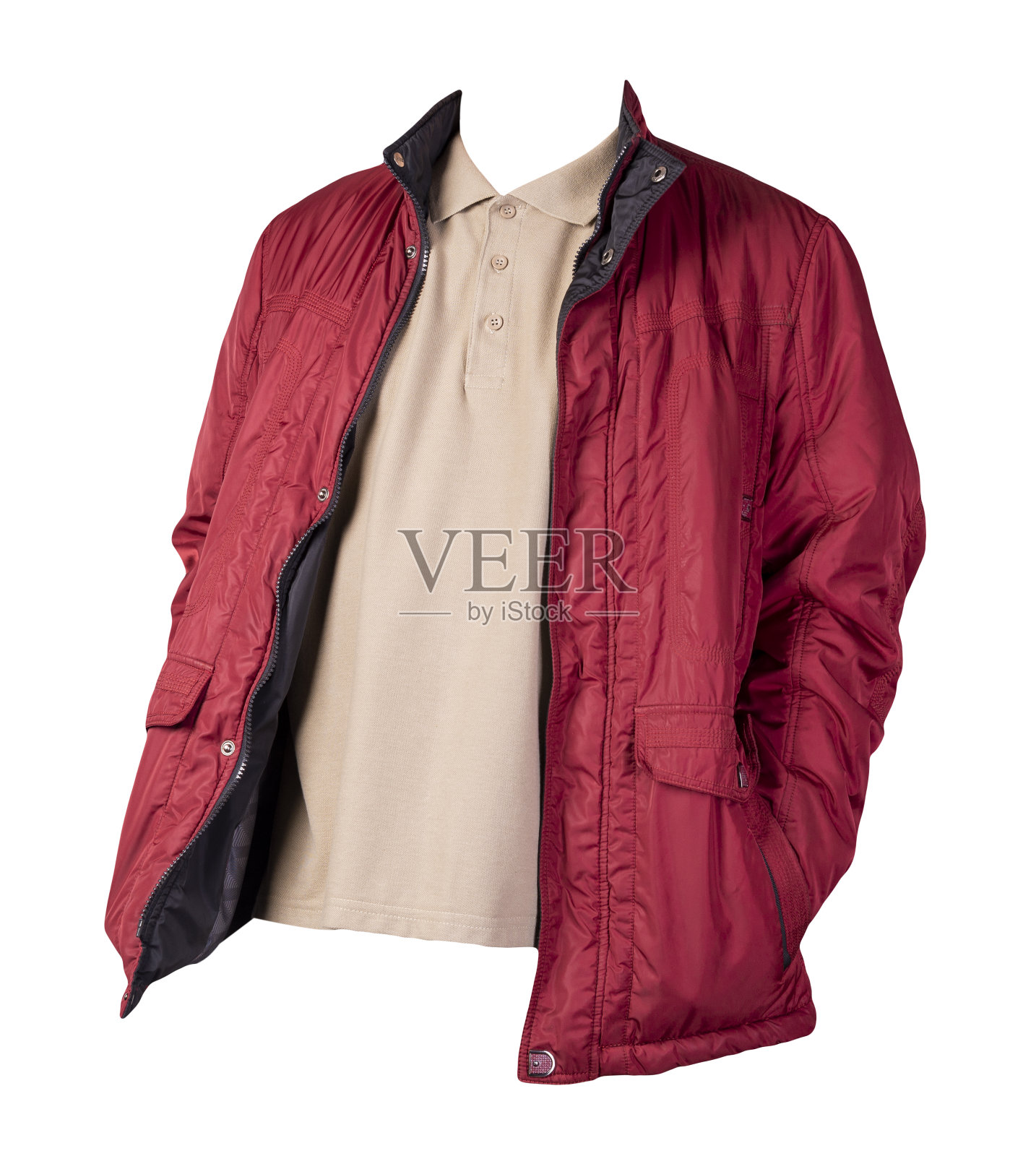 男子t恤和夹克孤立在白色背景。休闲装照片摄影图片