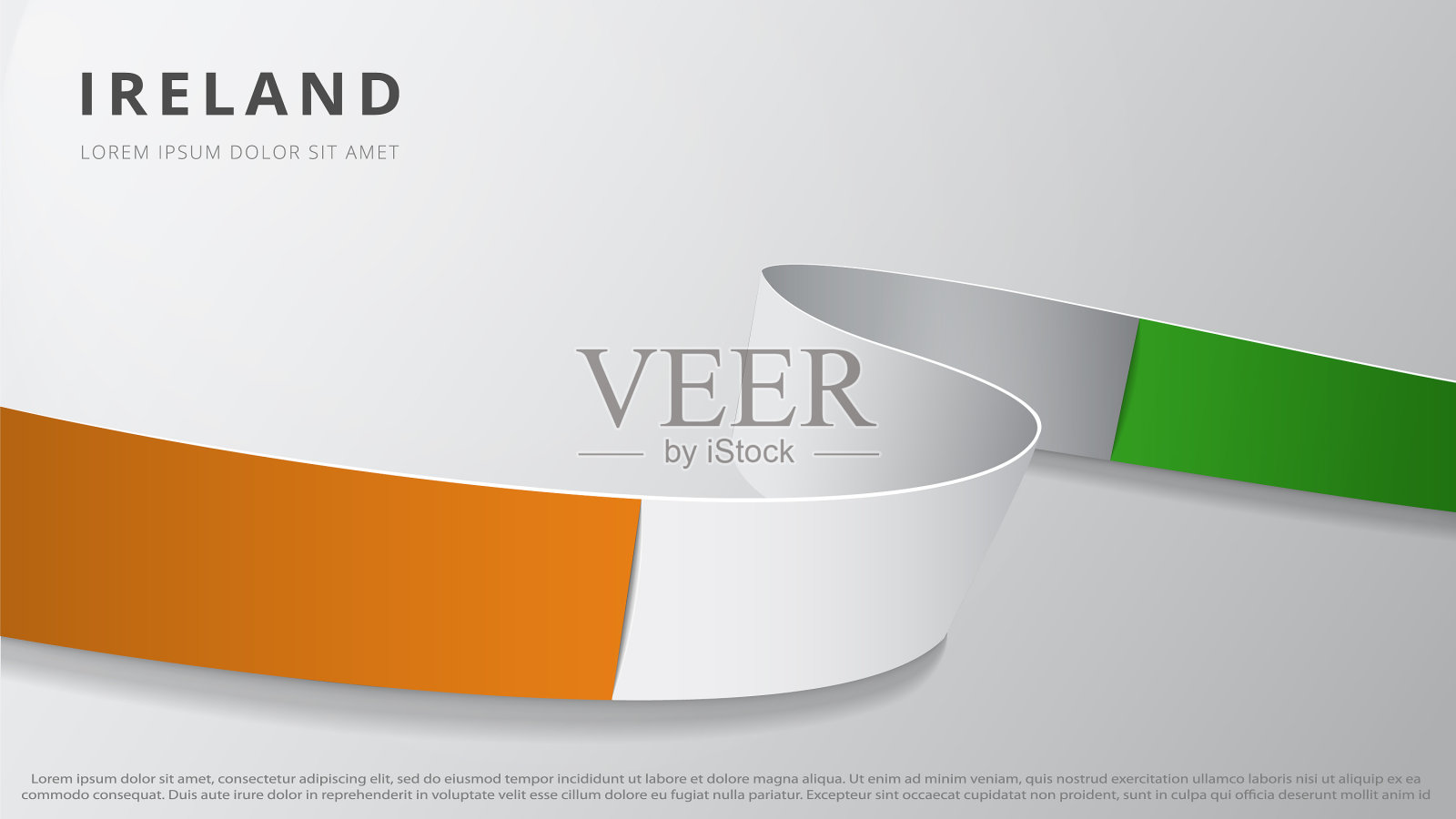 爱尔兰国旗现实的波浪带与爱尔兰插画图片素材